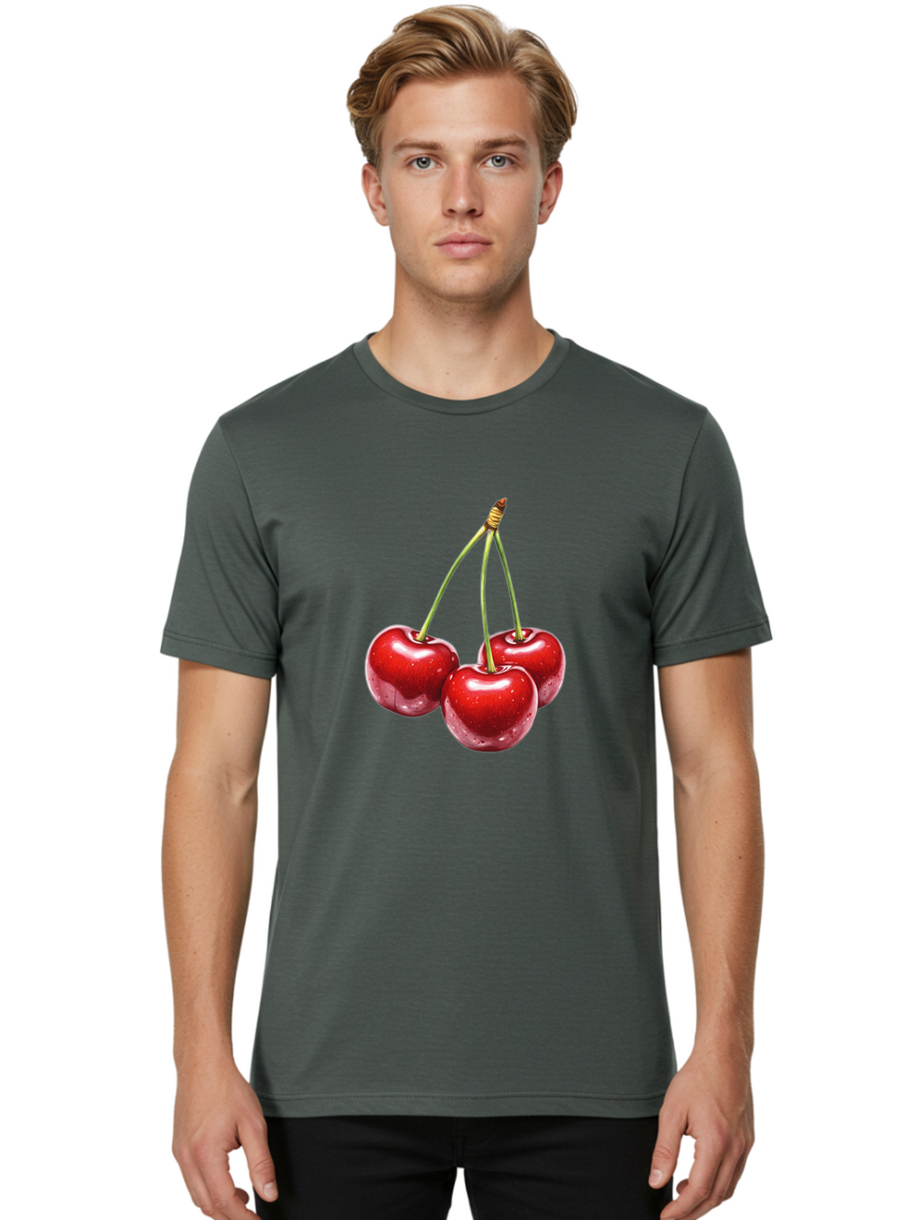 Three-Cherries Men'S Graphic Tee, 100% Cotton, Comfortable Casual Summer Wear, Machine Washable, Vintage Camera, Old Camera, Antique Camera, Black Camera, Classic Photography, Photography Equipment, Nostalgic Device, Film Camera, Camera Art Bal487