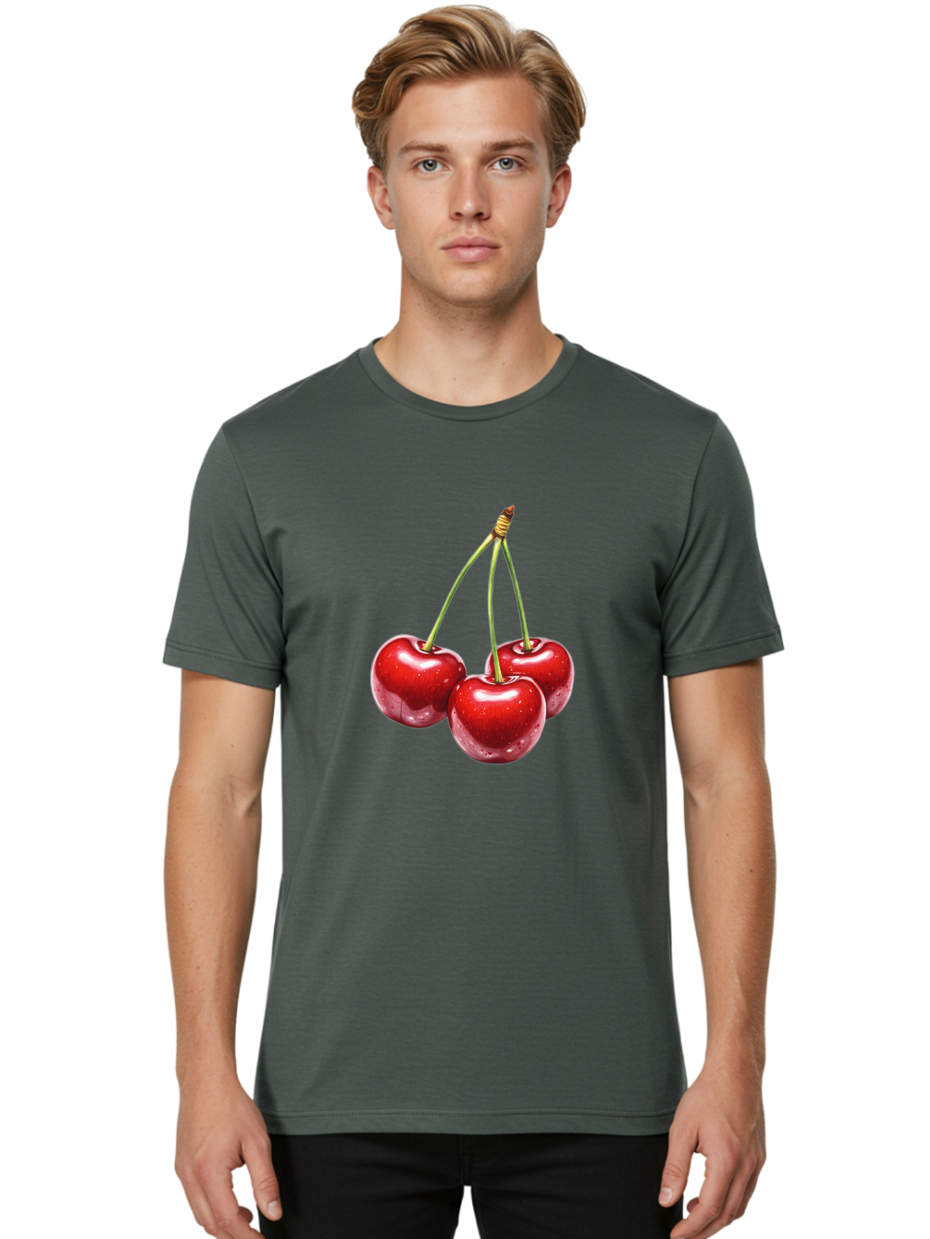 Three-Cherries Men'S Graphic Tee, 100% Cotton, Comfortable Casual Summer Wear, Machine Washable, Vintage Camera, Old Camera, Antique Camera, Black Camera, Classic Photography, Photography Equipment, Nostalgic Device, Film Camera, Camera Art Bal487
