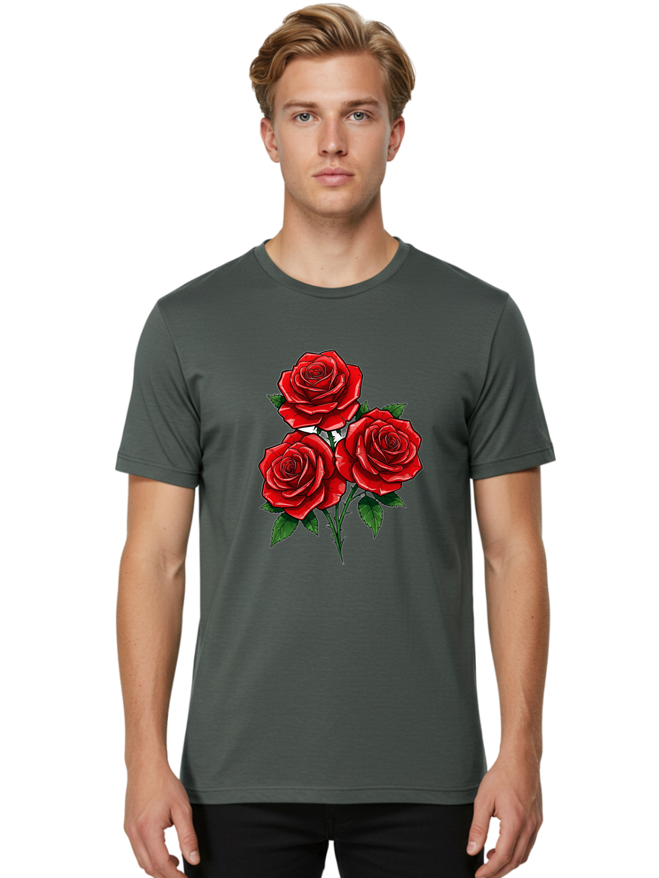 Three-Red-Roses Men'S Graphic Tee, 100% Cotton, Comfortable Casual Summer Wear, Machine Washable, Vintage Camera, Old Camera, Antique Camera, Black Camera, Classic Photography, Photography Equipment, Nostalgic Device, Film Camera, Camera Art Bal489