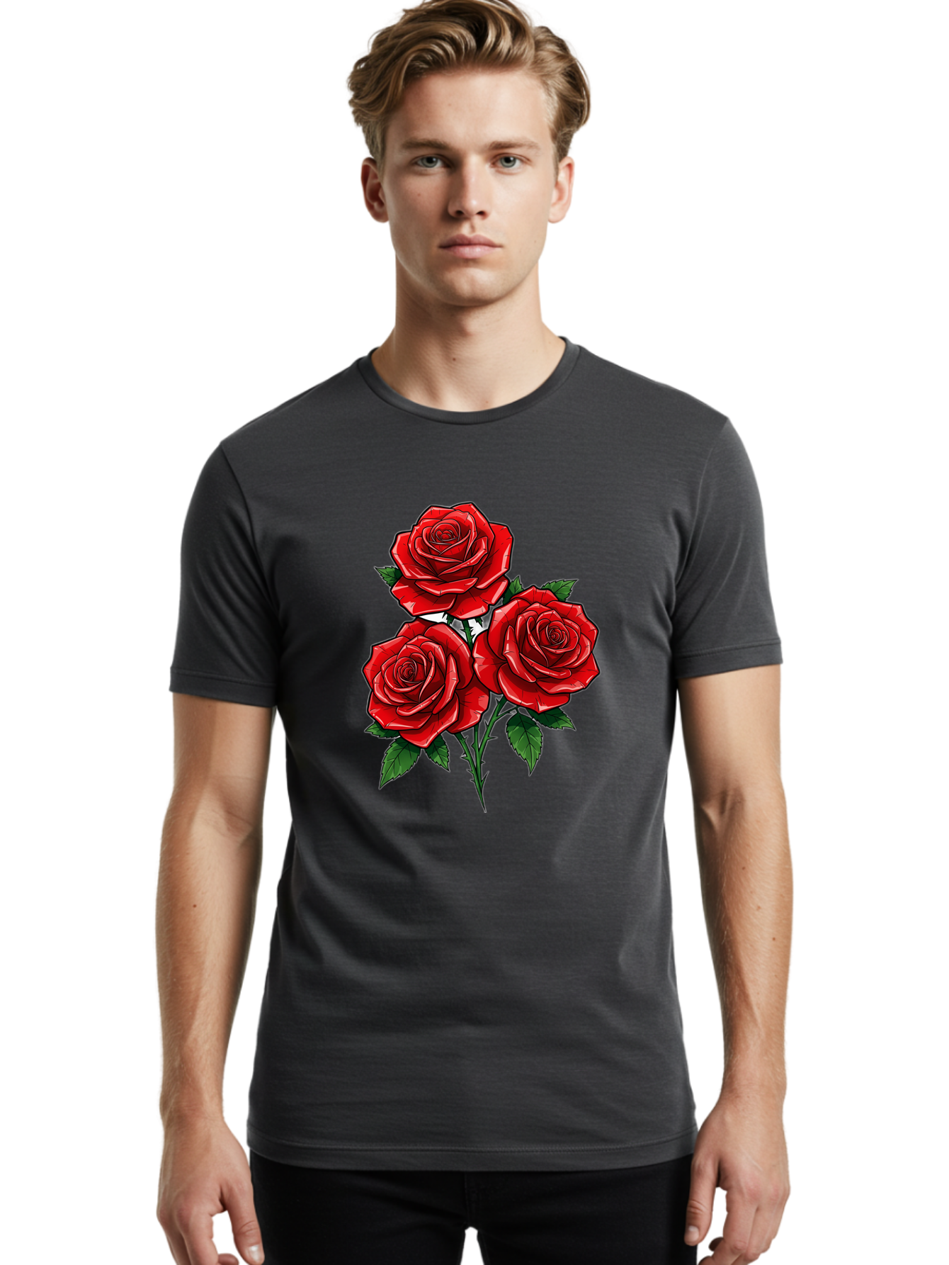 Three-Red-Roses Men'S Graphic Tee, 100% Cotton, Comfortable Casual Summer Wear, Machine Washable, Vintage Camera, Old Camera, Antique Camera, Black Camera, Classic Photography, Photography Equipment, Nostalgic Device, Film Camera, Camera Art Bal489