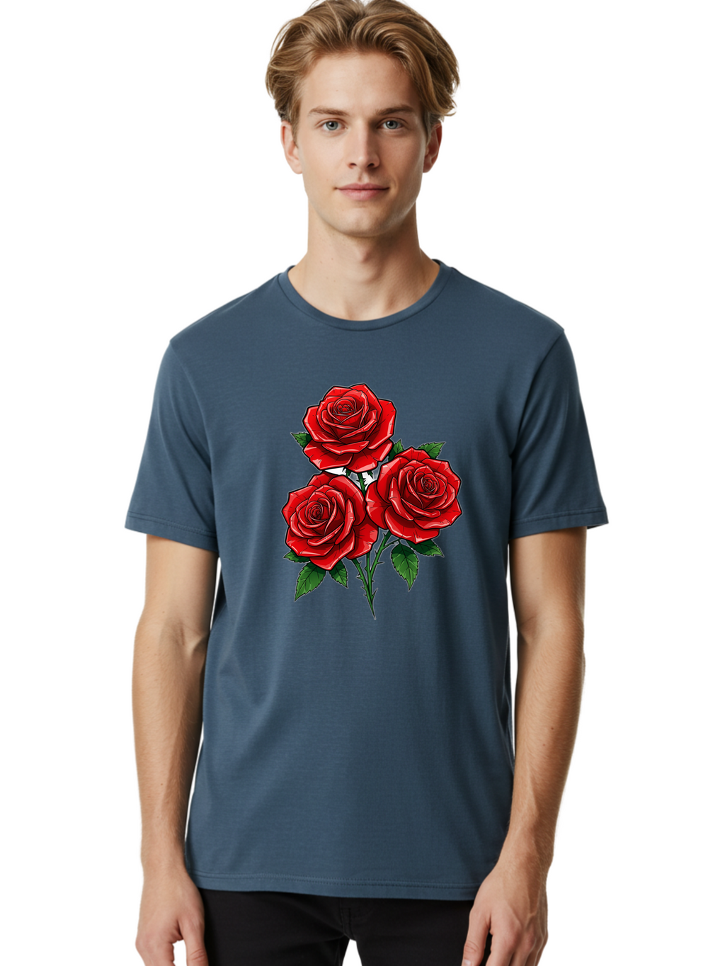 Three-Red-Roses Men'S Graphic Tee, 100% Cotton, Comfortable Casual Summer Wear, Machine Washable, Vintage Camera, Old Camera, Antique Camera, Black Camera, Classic Photography, Photography Equipment, Nostalgic Device, Film Camera, Camera Art Bal489