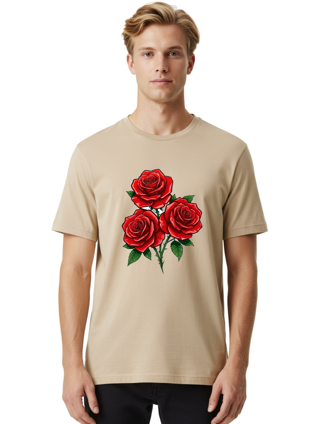 Three-Red-Roses Men'S Graphic Tee, 100% Cotton, Comfortable Casual Summer Wear, Machine Washable, Vintage Camera, Old Camera, Antique Camera, Black Camera, Classic Photography, Photography Equipment, Nostalgic Device, Film Camera, Camera Art Bal489