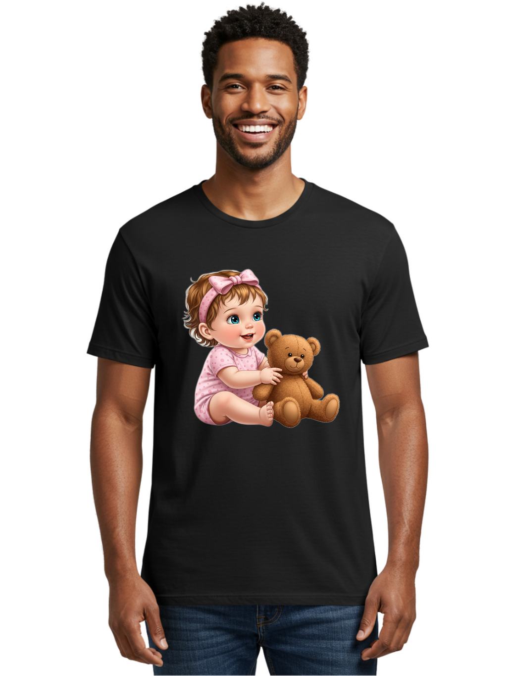 Toddler-Girl-Hugging-Teddy Men'S Graphic Tee, 100% Cotton, Comfortable Casual Summer Wear, Machine Washable, Vintage Camera, Old Camera, Antique Camera, Black Camera, Classic Photography, Photography Equipment, Nostalgic Device, Film Camera, Bal494
