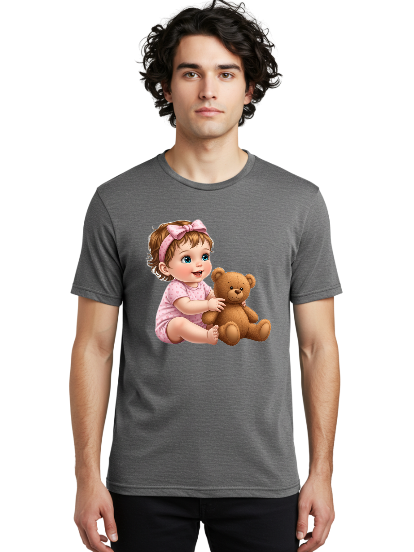 Toddler-Girl-Hugging-Teddy Men'S Graphic Tee, 100% Cotton, Comfortable Casual Summer Wear, Machine Washable, Vintage Camera, Old Camera, Antique Camera, Black Camera, Classic Photography, Photography Equipment, Nostalgic Device, Film Camera, Bal494