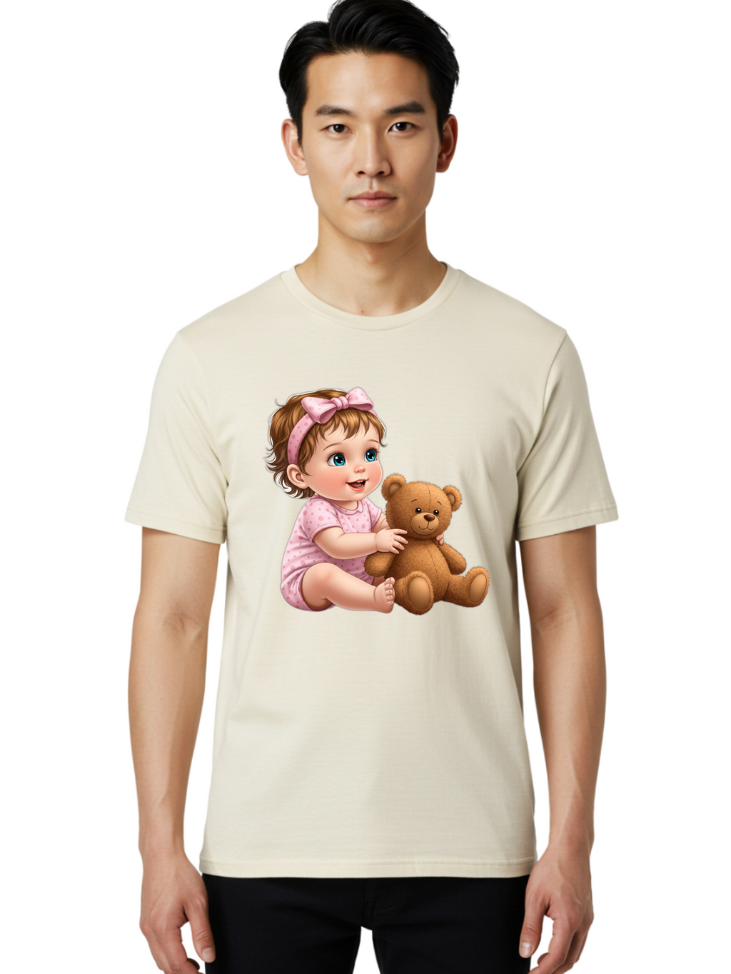 Toddler-Girl-Hugging-Teddy Men'S Graphic Tee, 100% Cotton, Comfortable Casual Summer Wear, Machine Washable, Vintage Camera, Old Camera, Antique Camera, Black Camera, Classic Photography, Photography Equipment, Nostalgic Device, Film Camera, Bal494