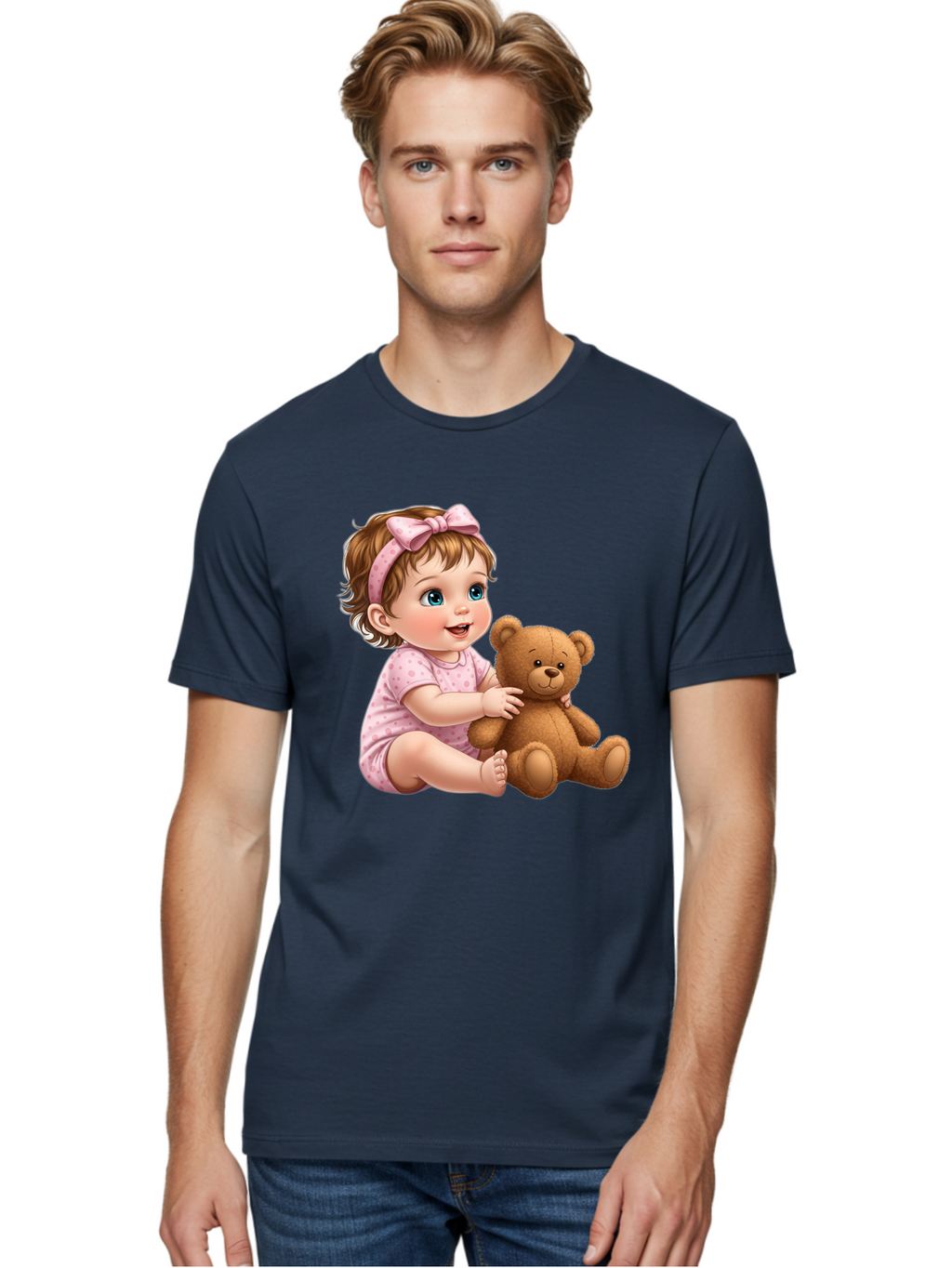Toddler-Girl-Hugging-Teddy Men'S Graphic Tee, 100% Cotton, Comfortable Casual Summer Wear, Machine Washable, Vintage Camera, Old Camera, Antique Camera, Black Camera, Classic Photography, Photography Equipment, Nostalgic Device, Film Camera, Bal494