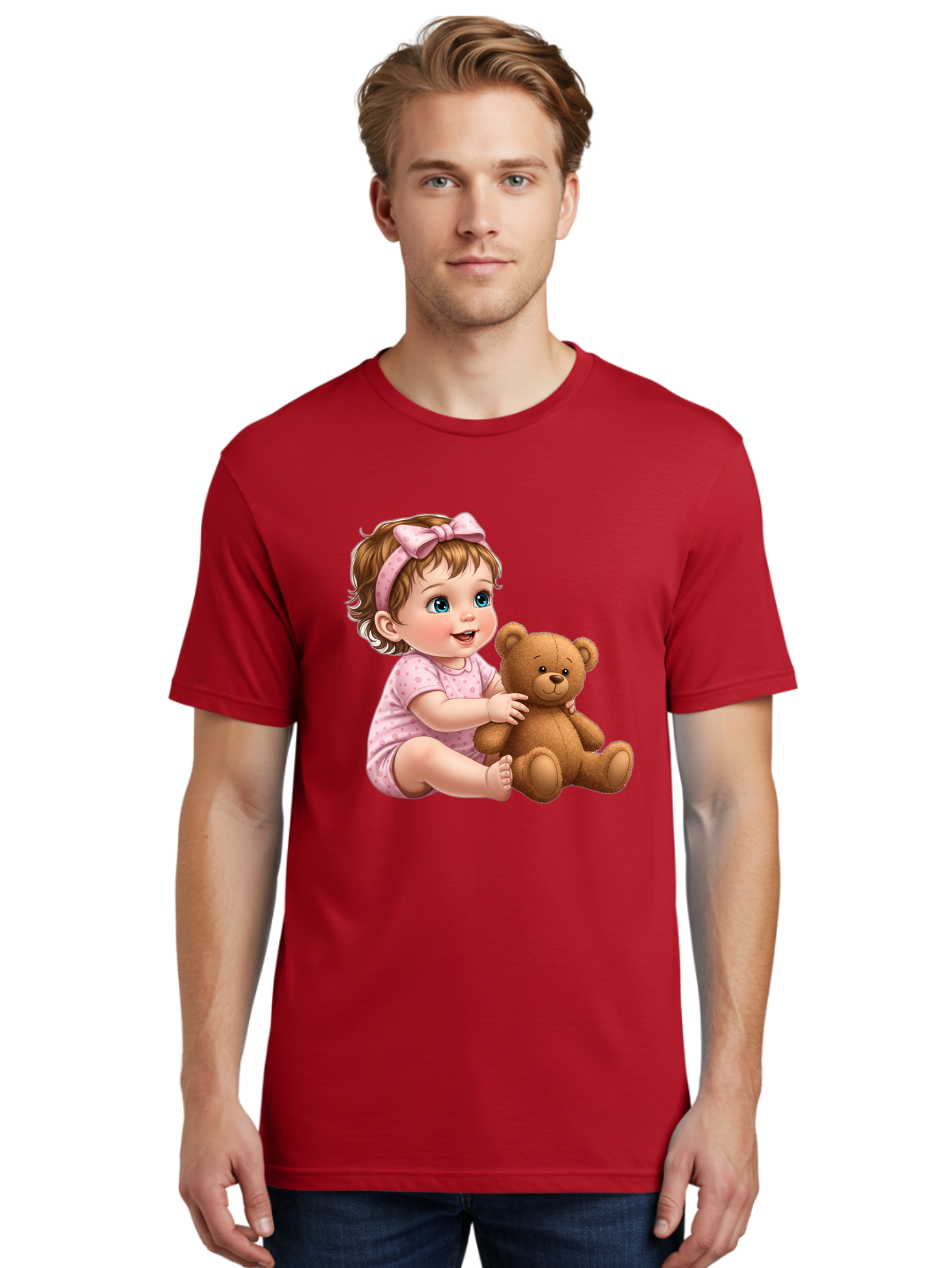 Toddler-Girl-Hugging-Teddy Men'S Graphic Tee, 100% Cotton, Comfortable Casual Summer Wear, Machine Washable, Vintage Camera, Old Camera, Antique Camera, Black Camera, Classic Photography, Photography Equipment, Nostalgic Device, Film Camera, Bal494