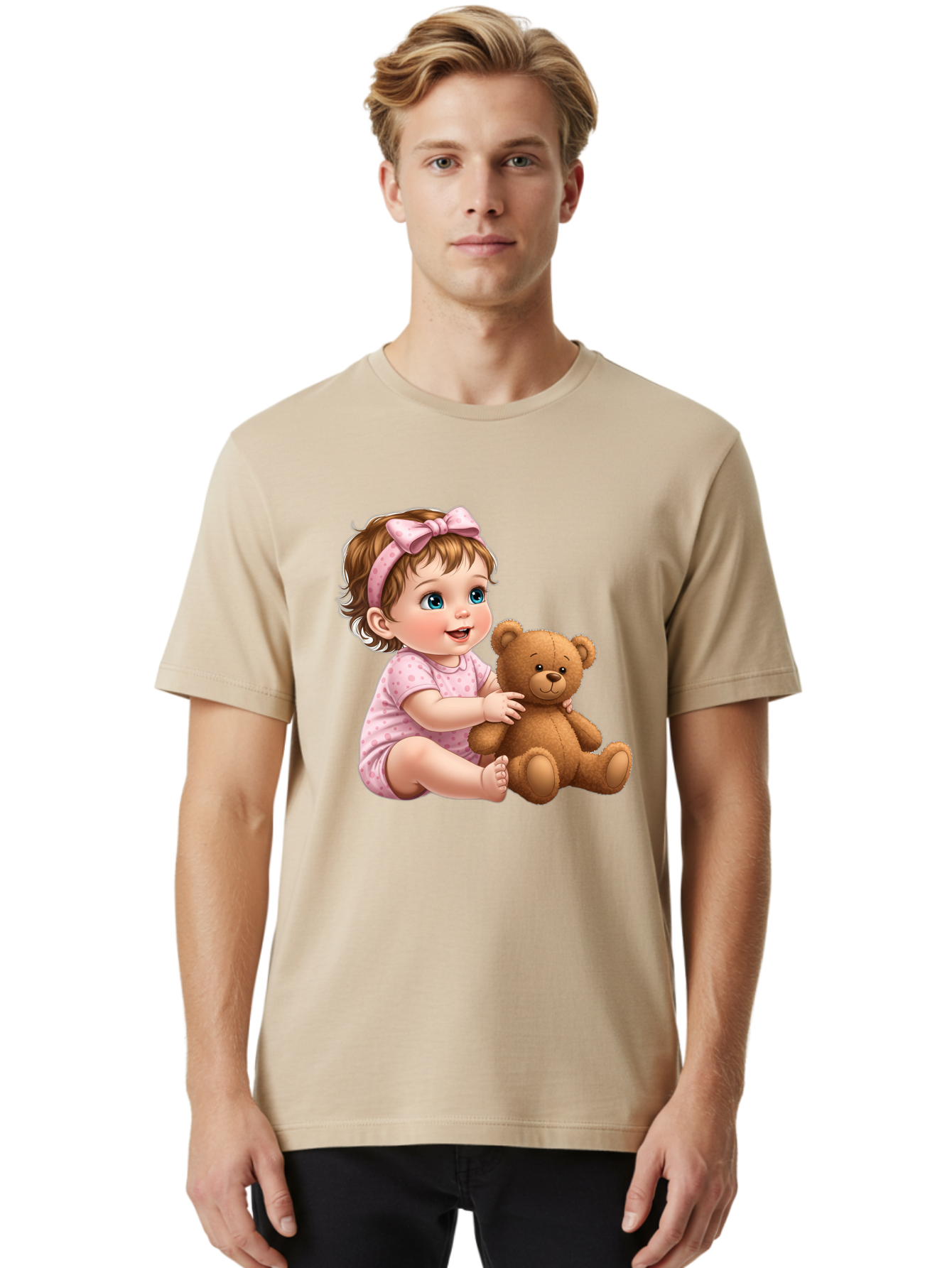Toddler-Girl-Hugging-Teddy Men'S Graphic Tee, 100% Cotton, Comfortable Casual Summer Wear, Machine Washable, Vintage Camera, Old Camera, Antique Camera, Black Camera, Classic Photography, Photography Equipment, Nostalgic Device, Film Camera, Bal494