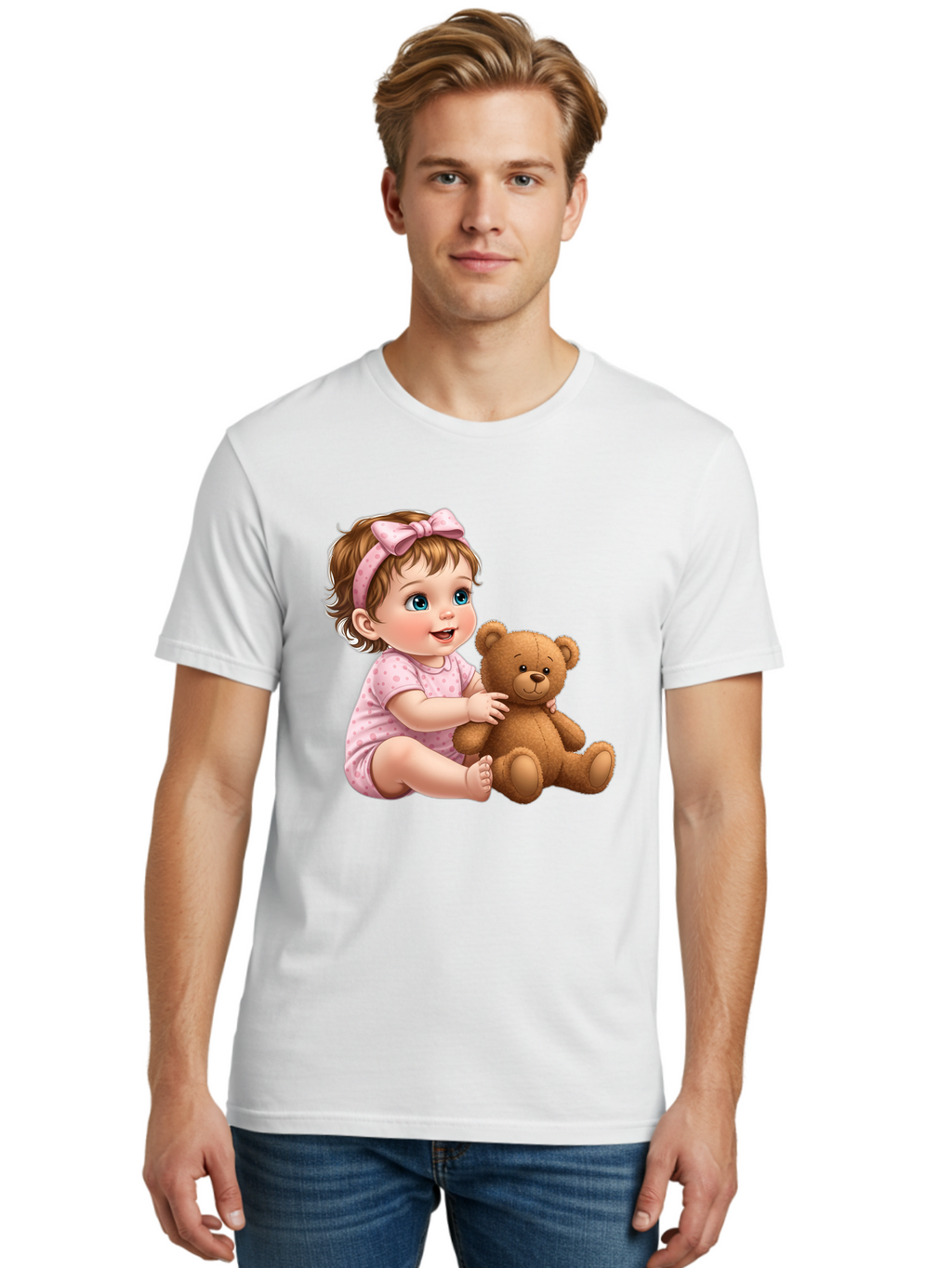 Toddler-Girl-Hugging-Teddy Men'S Graphic Tee, 100% Cotton, Comfortable Casual Summer Wear, Machine Washable, Vintage Camera, Old Camera, Antique Camera, Black Camera, Classic Photography, Photography Equipment, Nostalgic Device, Film Camera, Bal494