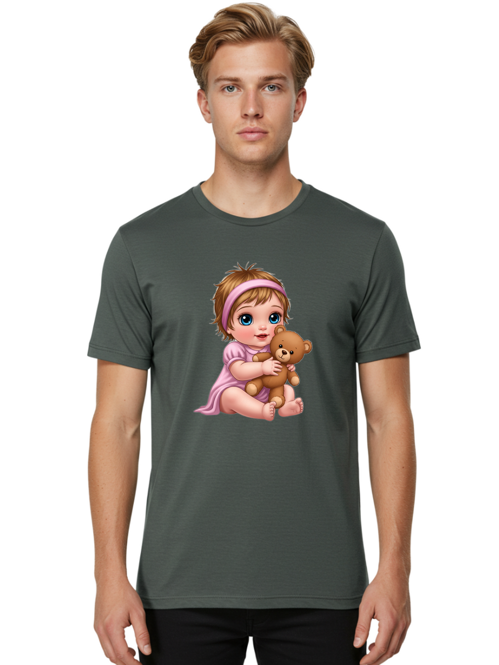 Toddler-Hugging-Teddy-Bear Men'S Graphic Tee, 100% Cotton, Comfortable Casual Summer Wear, Machine Washable, Vintage Camera, Old Camera, Antique Camera, Black Camera, Classic Photography, Photography Equipment, Nostalgic Device, Film Camera, Bal495