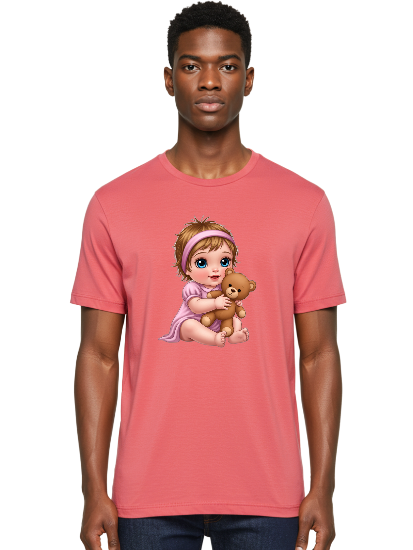 Toddler-Hugging-Teddy-Bear Men'S Graphic Tee, 100% Cotton, Comfortable Casual Summer Wear, Machine Washable, Vintage Camera, Old Camera, Antique Camera, Black Camera, Classic Photography, Photography Equipment, Nostalgic Device, Film Camera, Bal495