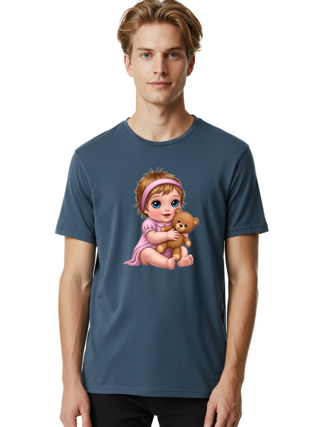 Toddler-Hugging-Teddy-Bear Men'S Graphic Tee, 100% Cotton, Comfortable Casual Summer Wear, Machine Washable, Vintage Camera, Old Camera, Antique Camera, Black Camera, Classic Photography, Photography Equipment, Nostalgic Device, Film Camera, Bal495