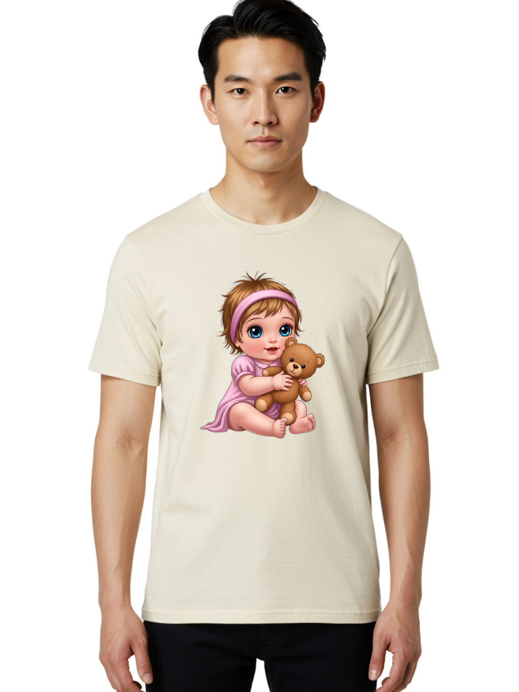 Toddler-Hugging-Teddy-Bear Men'S Graphic Tee, 100% Cotton, Comfortable Casual Summer Wear, Machine Washable, Vintage Camera, Old Camera, Antique Camera, Black Camera, Classic Photography, Photography Equipment, Nostalgic Device, Film Camera, Bal495