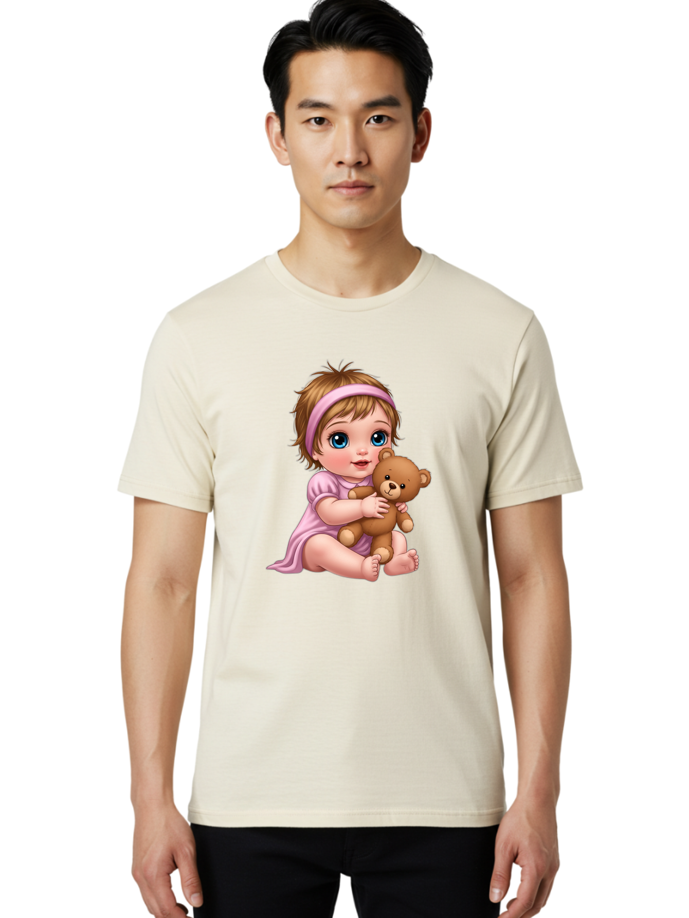 Toddler-Hugging-Teddy-Bear Men'S Graphic Tee, 100% Cotton, Comfortable Casual Summer Wear, Machine Washable, Vintage Camera, Old Camera, Antique Camera, Black Camera, Classic Photography, Photography Equipment, Nostalgic Device, Film Camera, Bal495