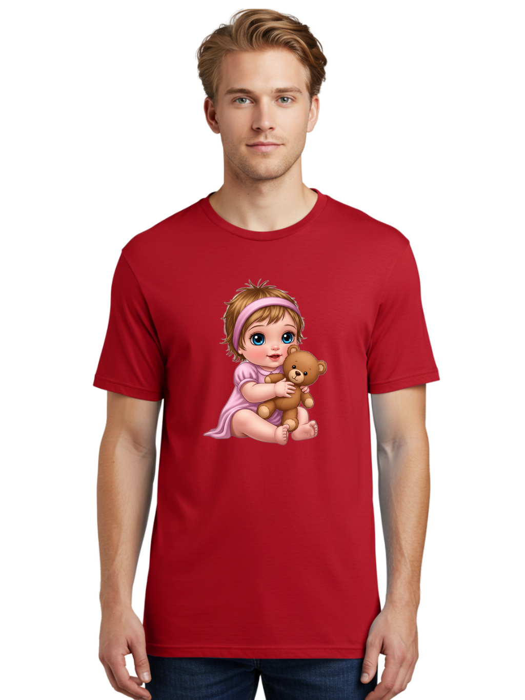Toddler-Hugging-Teddy-Bear Men'S Graphic Tee, 100% Cotton, Comfortable Casual Summer Wear, Machine Washable, Vintage Camera, Old Camera, Antique Camera, Black Camera, Classic Photography, Photography Equipment, Nostalgic Device, Film Camera, Bal495