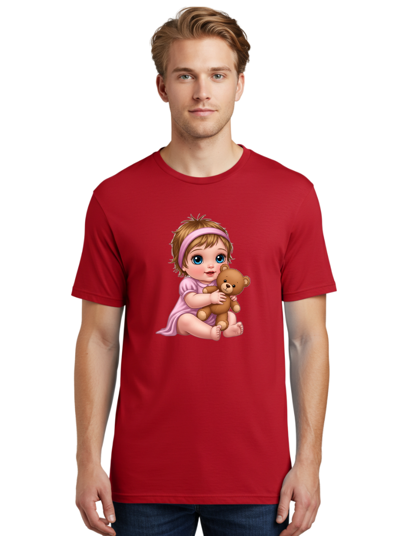 Toddler-Hugging-Teddy-Bear Men'S Graphic Tee, 100% Cotton, Comfortable Casual Summer Wear, Machine Washable, Vintage Camera, Old Camera, Antique Camera, Black Camera, Classic Photography, Photography Equipment, Nostalgic Device, Film Camera, Bal495