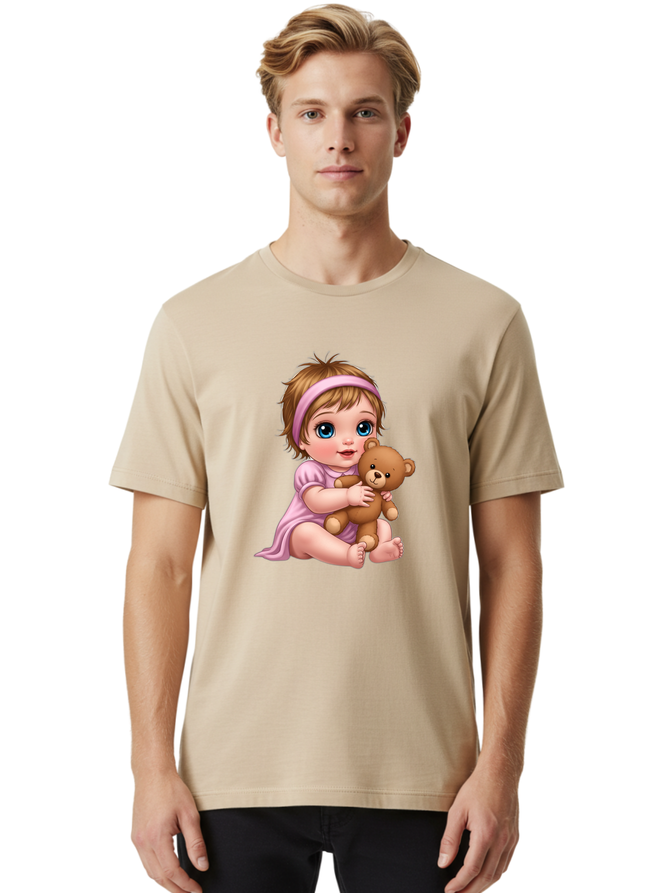 Toddler-Hugging-Teddy-Bear Men'S Graphic Tee, 100% Cotton, Comfortable Casual Summer Wear, Machine Washable, Vintage Camera, Old Camera, Antique Camera, Black Camera, Classic Photography, Photography Equipment, Nostalgic Device, Film Camera, Bal495