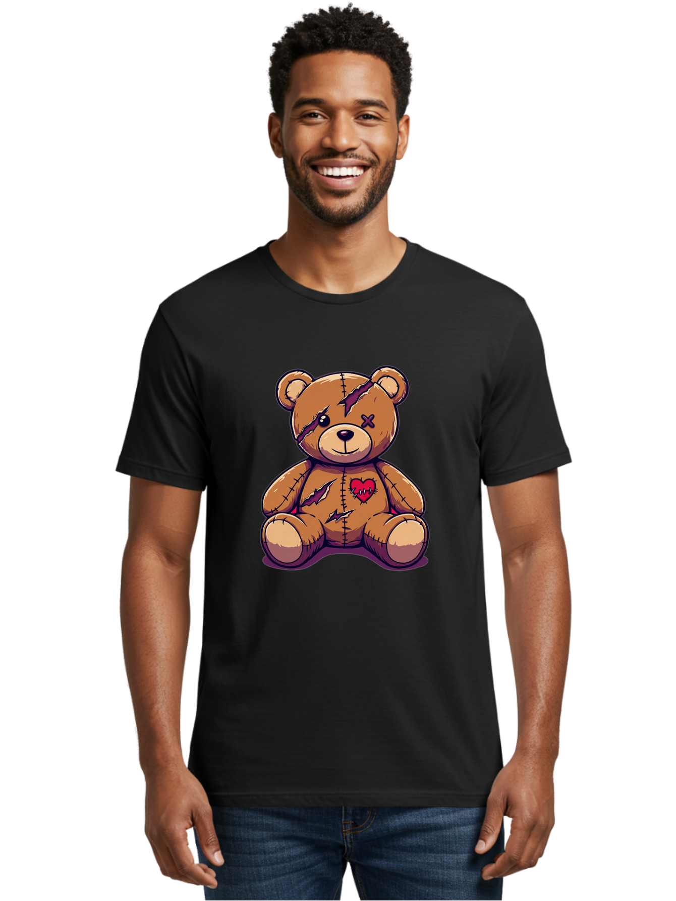 Torn-Teddy-Bear Men'S Graphic Tee, 100% Cotton, Comfortable Casual Summer Wear, Machine Washable, Vintage Camera, Old Camera, Antique Camera, Black Camera, Classic Photography, Photography Equipment, Nostalgic Device, Film Camera, Camera Art Bal497