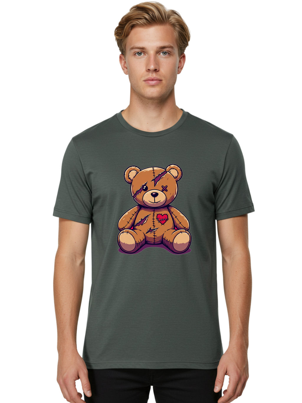 Torn-Teddy-Bear Men'S Graphic Tee, 100% Cotton, Comfortable Casual Summer Wear, Machine Washable, Vintage Camera, Old Camera, Antique Camera, Black Camera, Classic Photography, Photography Equipment, Nostalgic Device, Film Camera, Camera Art Bal497