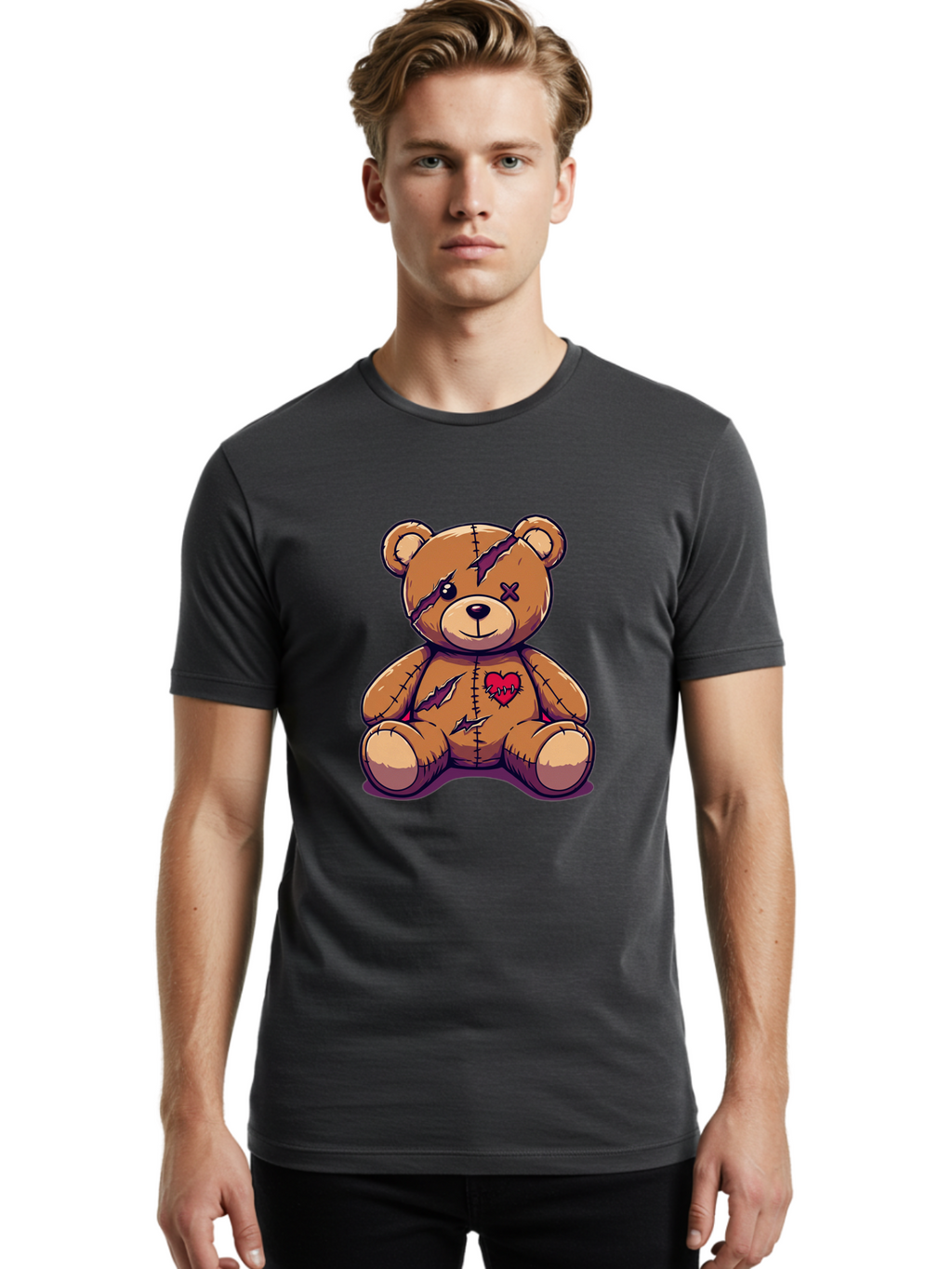 Torn-Teddy-Bear Men'S Graphic Tee, 100% Cotton, Comfortable Casual Summer Wear, Machine Washable, Vintage Camera, Old Camera, Antique Camera, Black Camera, Classic Photography, Photography Equipment, Nostalgic Device, Film Camera, Camera Art Bal497
