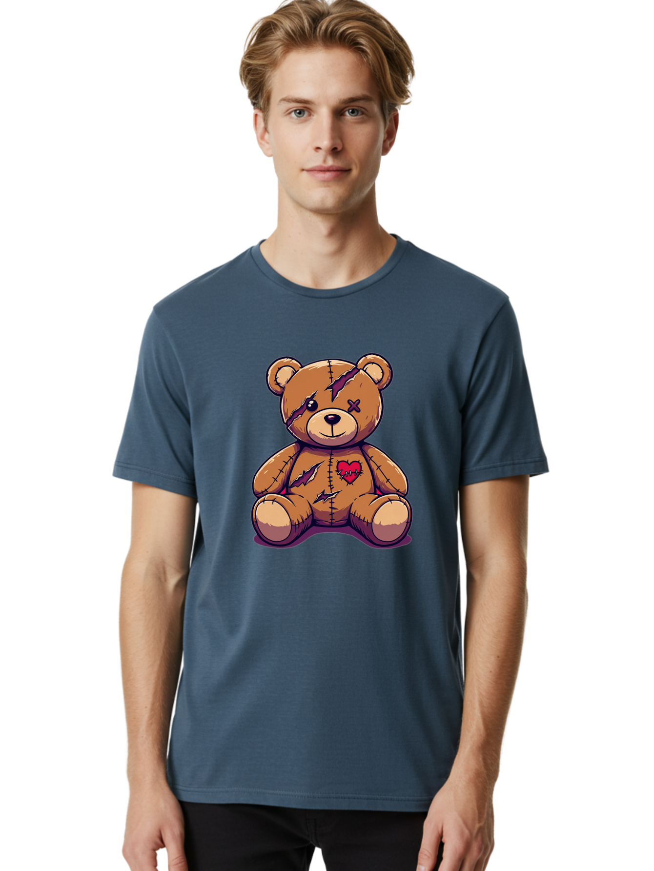 Torn-Teddy-Bear Men'S Graphic Tee, 100% Cotton, Comfortable Casual Summer Wear, Machine Washable, Vintage Camera, Old Camera, Antique Camera, Black Camera, Classic Photography, Photography Equipment, Nostalgic Device, Film Camera, Camera Art Bal497