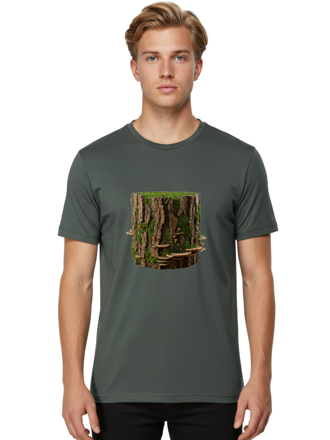 Tree-Stump-1 Men'S Graphic Tee, 100% Cotton, Comfortable Casual Summer Wear, Machine Washable, Vintage Camera, Old Camera, Antique Camera, Black Camera, Classic Photography, Photography Equipment, Nostalgic Device, Film Camera, Camera Art Bal500
