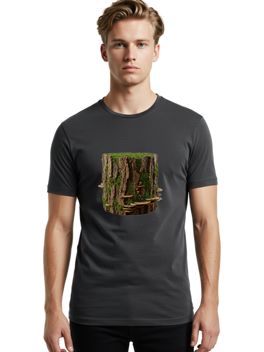 Tree-Stump-1 Men'S Graphic Tee, 100% Cotton, Comfortable Casual Summer Wear, Machine Washable, Vintage Camera, Old Camera, Antique Camera, Black Camera, Classic Photography, Photography Equipment, Nostalgic Device, Film Camera, Camera Art Bal500