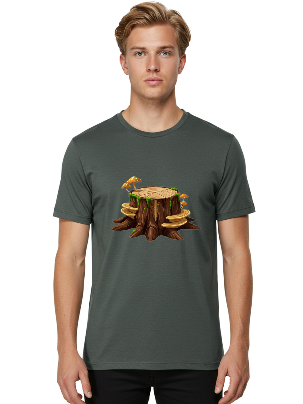 Tree-Stump-2 Men'S Graphic Tee, 100% Cotton, Comfortable Casual Summer Wear, Machine Washable, Vintage Camera, Old Camera, Antique Camera, Black Camera, Classic Photography, Photography Equipment, Nostalgic Device, Film Camera, Camera Art Bal501