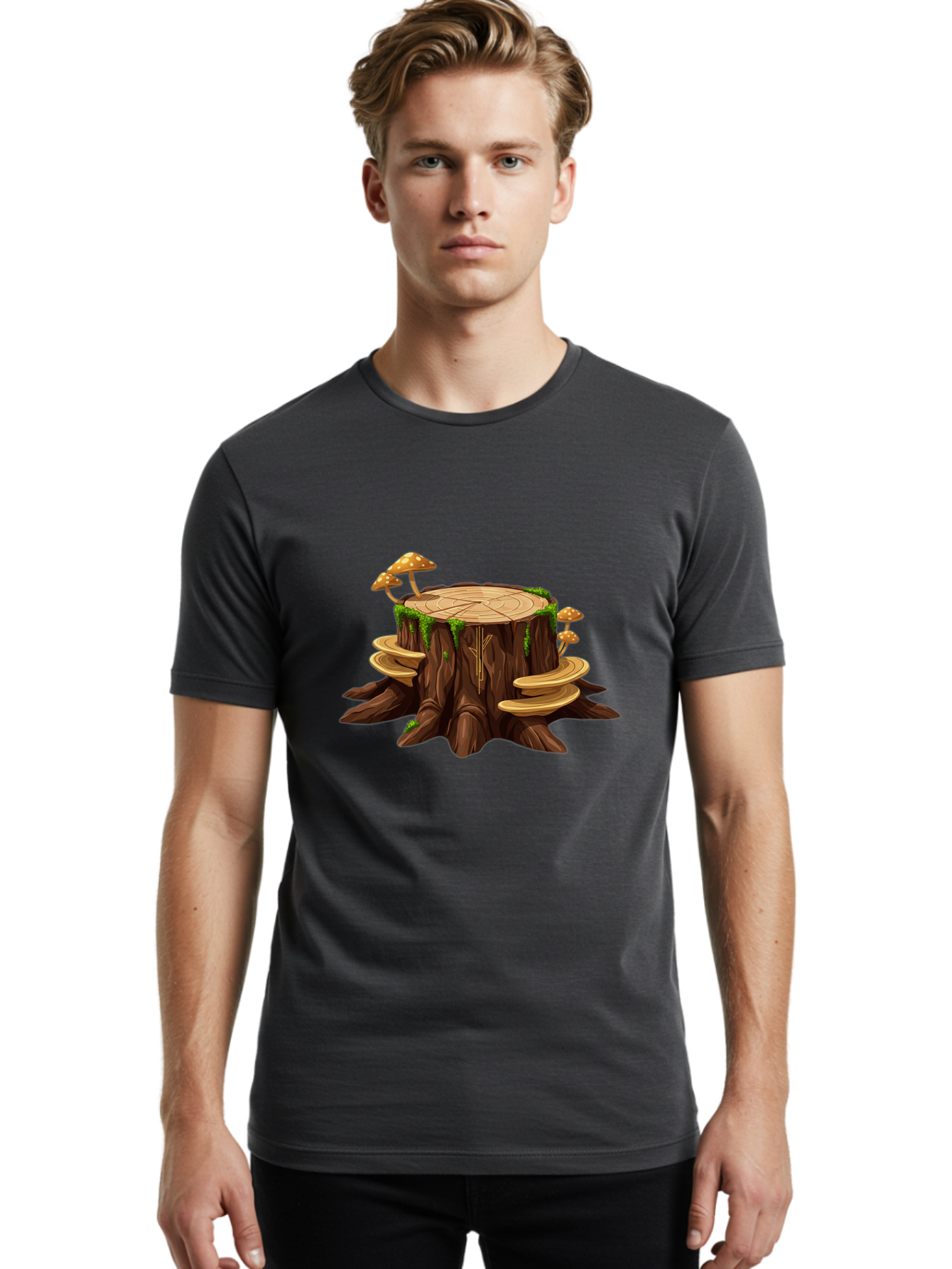 Tree-Stump-2 Men'S Graphic Tee, 100% Cotton, Comfortable Casual Summer Wear, Machine Washable, Vintage Camera, Old Camera, Antique Camera, Black Camera, Classic Photography, Photography Equipment, Nostalgic Device, Film Camera, Camera Art Bal501