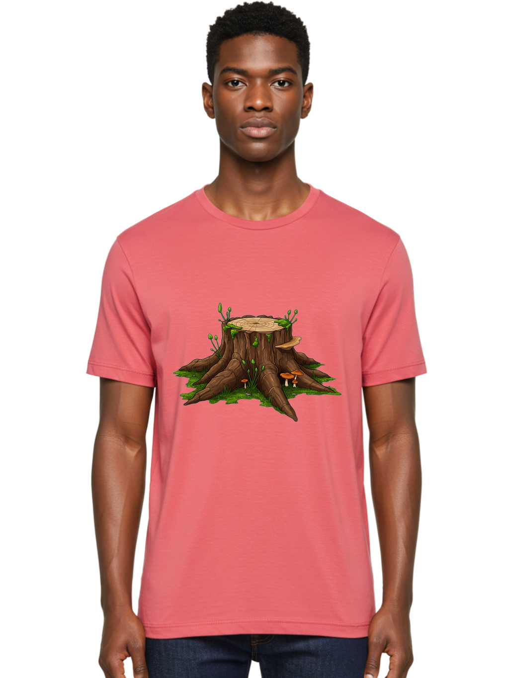 Tree-Stump-Mushrooms Men'S Graphic Tee, 100% Cotton, Comfortable Casual Summer Wear, Machine Washable, Vintage Camera, Old Camera, Antique Camera, Black Camera, Classic Photography, Photography Equipment, Nostalgic Device, Film Camera, Bal503