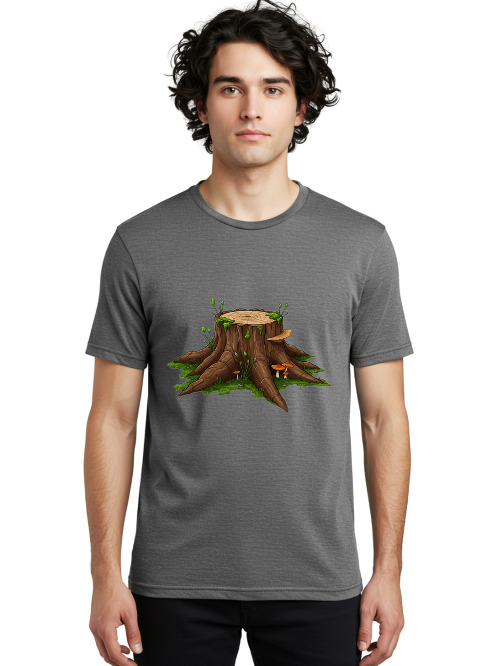 Tree-Stump-Mushrooms Men'S Graphic Tee, 100% Cotton, Comfortable Casual Summer Wear, Machine Washable, Vintage Camera, Old Camera, Antique Camera, Black Camera, Classic Photography, Photography Equipment, Nostalgic Device, Film Camera, Bal503