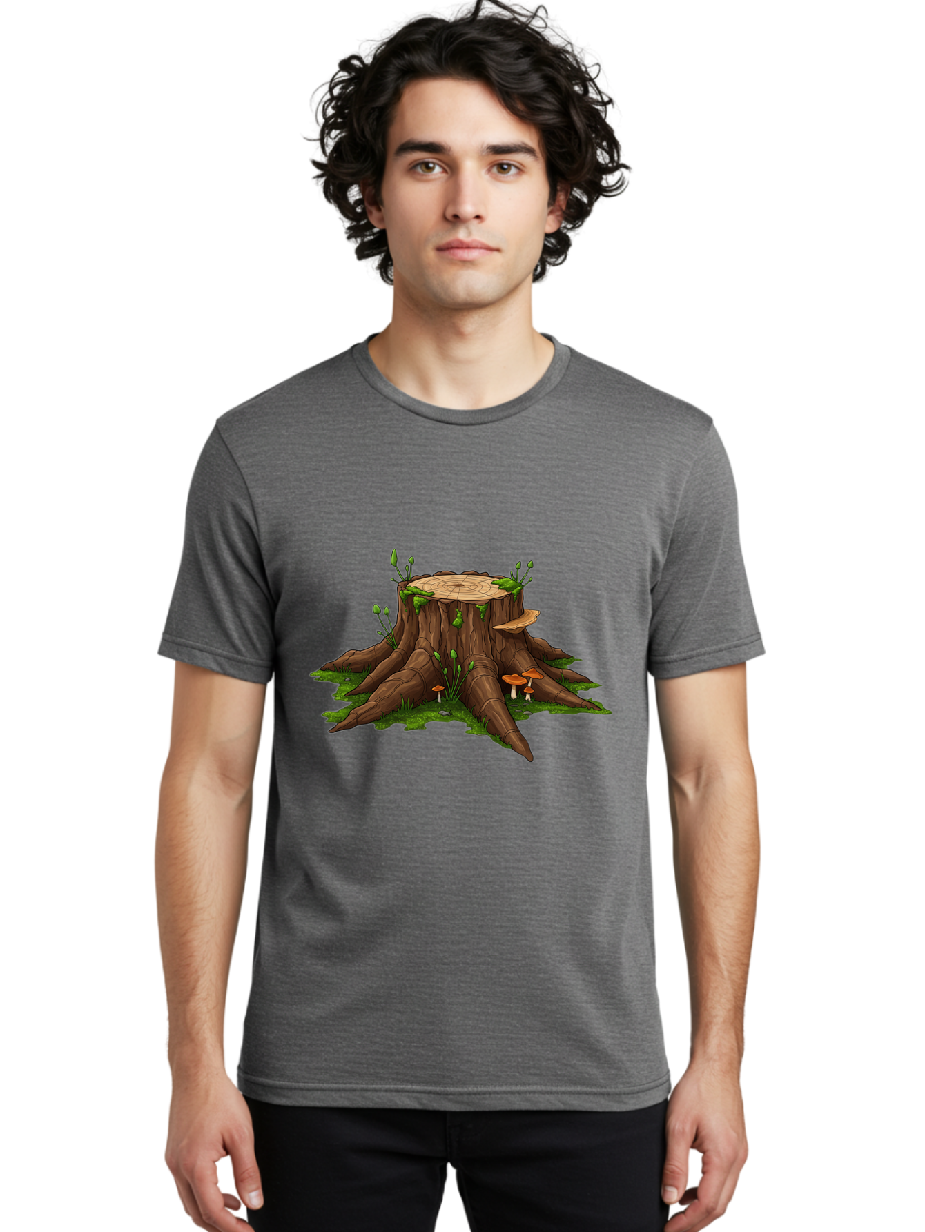 Tree-Stump-Mushrooms Men'S Graphic Tee, 100% Cotton, Comfortable Casual Summer Wear, Machine Washable, Vintage Camera, Old Camera, Antique Camera, Black Camera, Classic Photography, Photography Equipment, Nostalgic Device, Film Camera, Bal503