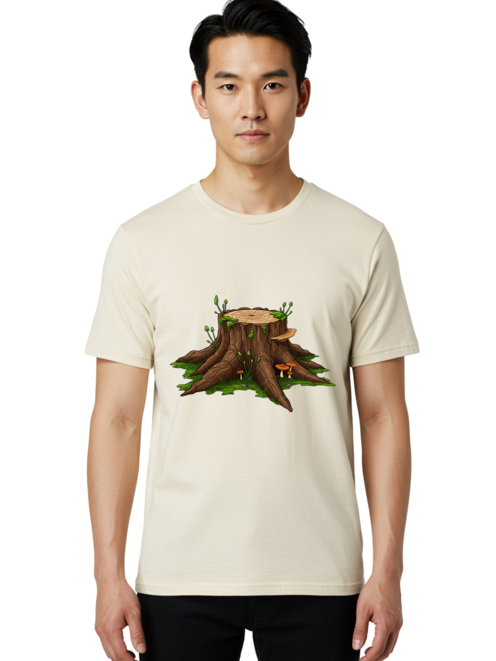 Tree-Stump-Mushrooms Men'S Graphic Tee, 100% Cotton, Comfortable Casual Summer Wear, Machine Washable, Vintage Camera, Old Camera, Antique Camera, Black Camera, Classic Photography, Photography Equipment, Nostalgic Device, Film Camera, Bal503