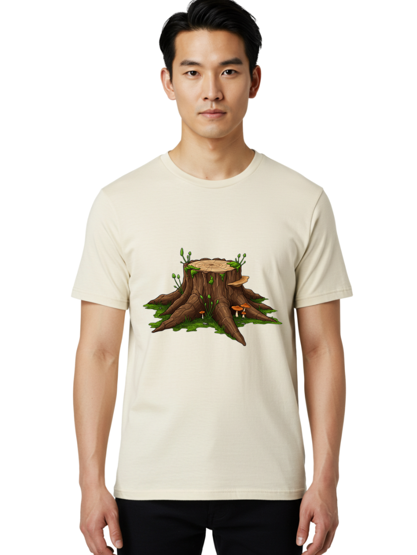 Tree-Stump-Mushrooms Men'S Graphic Tee, 100% Cotton, Comfortable Casual Summer Wear, Machine Washable, Vintage Camera, Old Camera, Antique Camera, Black Camera, Classic Photography, Photography Equipment, Nostalgic Device, Film Camera, Bal503