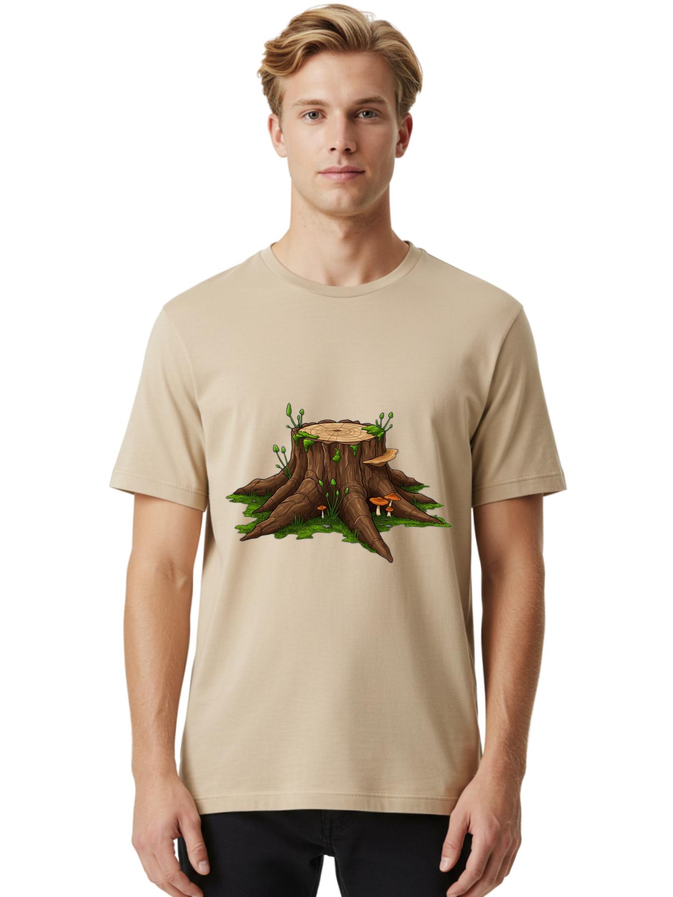 Tree-Stump-Mushrooms Men'S Graphic Tee, 100% Cotton, Comfortable Casual Summer Wear, Machine Washable, Vintage Camera, Old Camera, Antique Camera, Black Camera, Classic Photography, Photography Equipment, Nostalgic Device, Film Camera, Bal503
