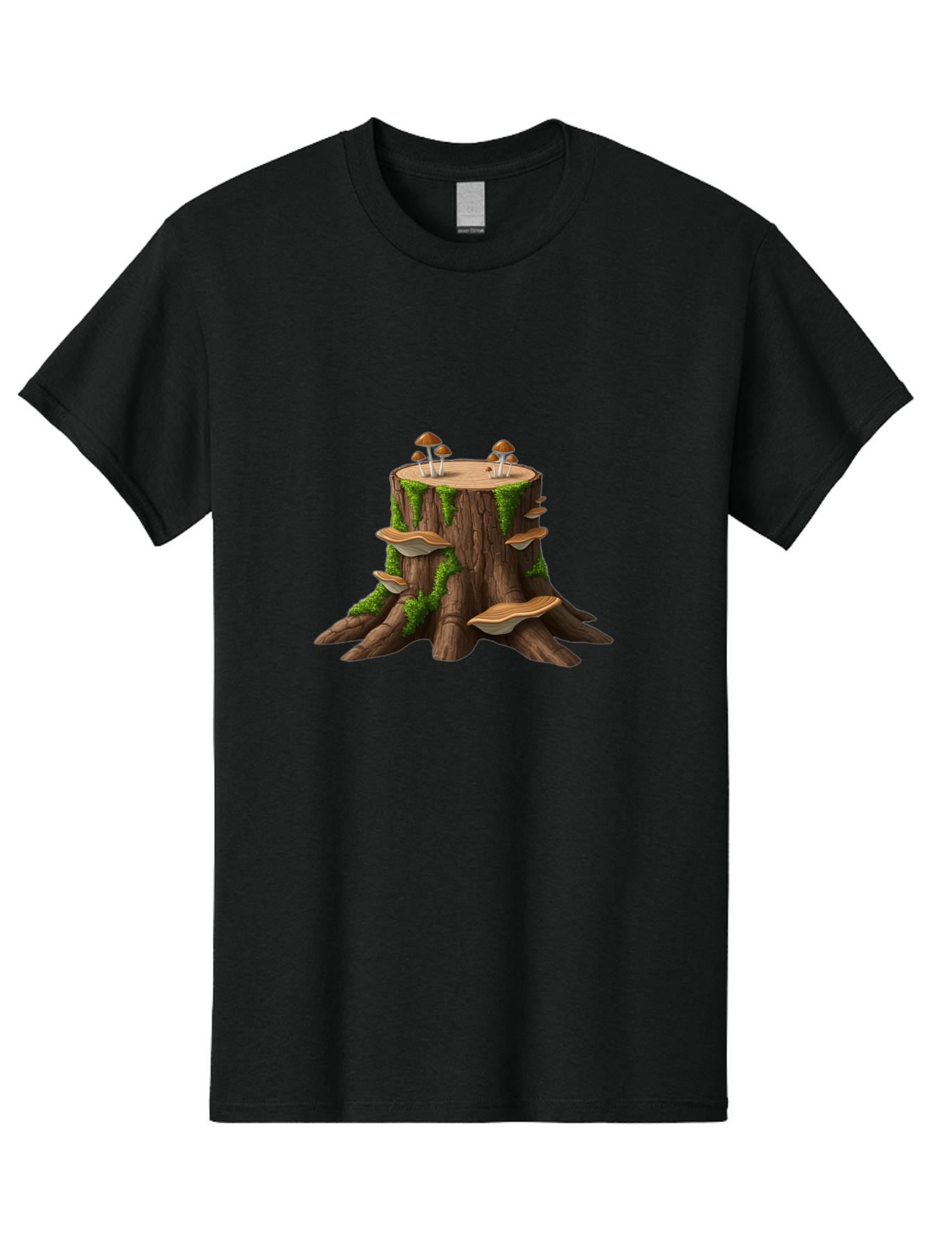 Tree-Stump-With-Mushrooms-3 Men'S Graphic Tee, 100% Cotton, Comfortable Casual Summer Wear, Machine Washable, Vintage Camera, Old Camera, Antique Camera, Black Camera, Classic Photography, Photography Equipment, Nostalgic Device, Film Camera, Bal506