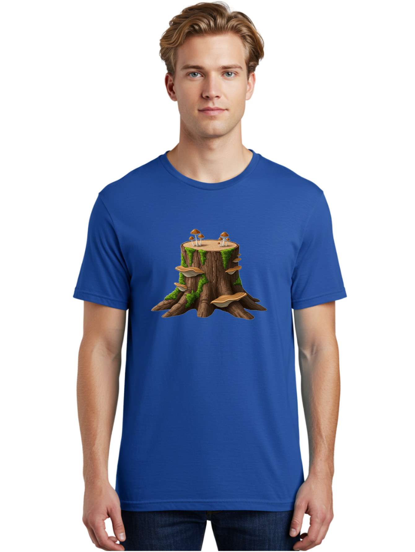 Tree-Stump-With-Mushrooms-3 Men'S Graphic Tee, 100% Cotton, Comfortable Casual Summer Wear, Machine Washable, Vintage Camera, Old Camera, Antique Camera, Black Camera, Classic Photography, Photography Equipment, Nostalgic Device, Film Camera, Bal506