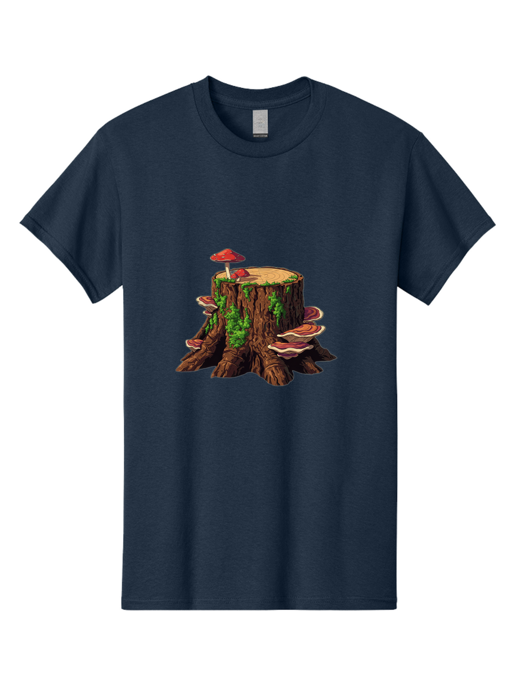 Tree-Stump-With-Mushrooms-4 Men'S Graphic Tee, 100% Cotton, Comfortable Casual Summer Wear, Machine Washable, Vintage Camera, Old Camera, Antique Camera, Black Camera, Classic Photography, Photography Equipment, Nostalgic Device, Film Camera, Bal507