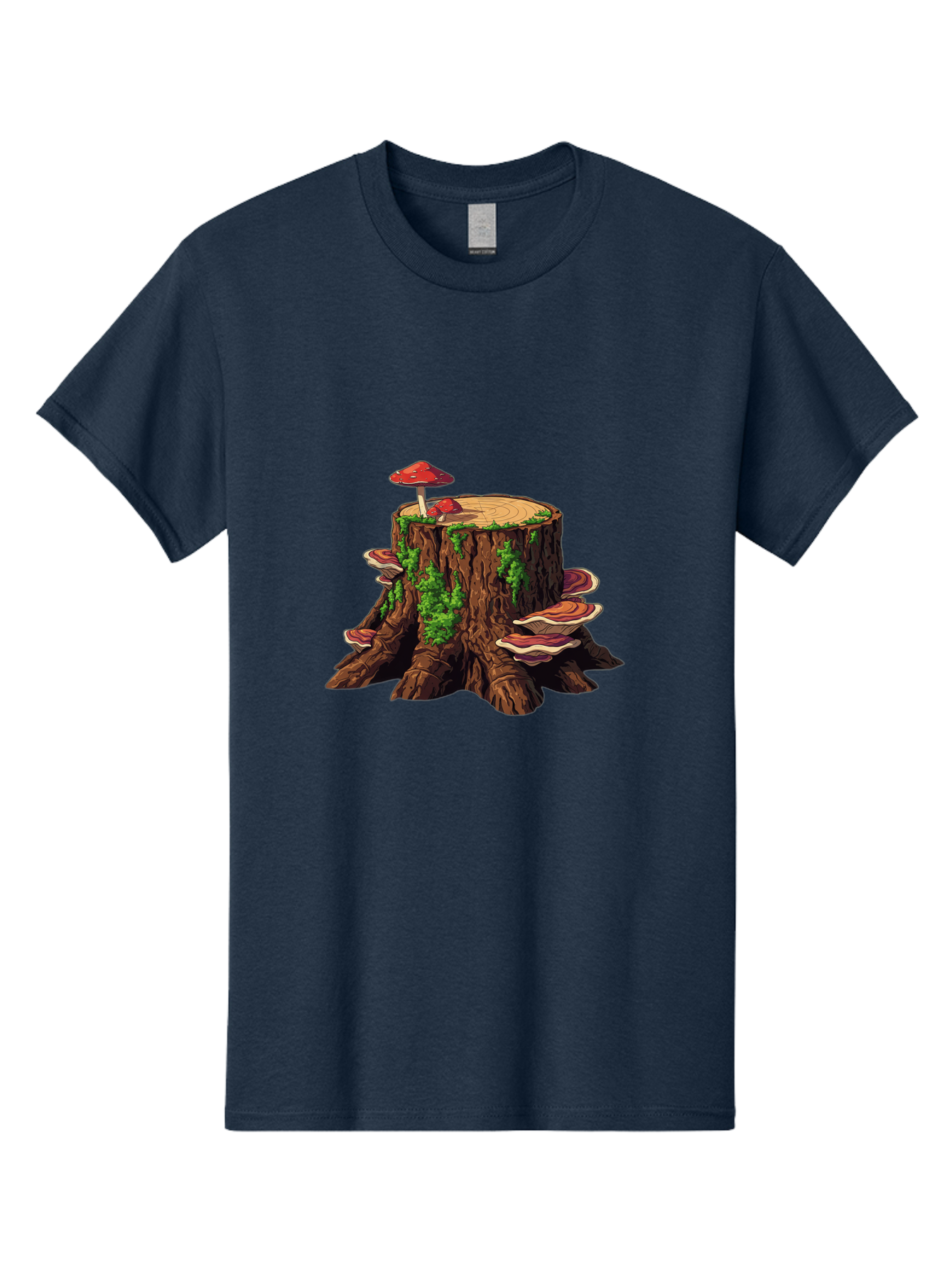 Tree-Stump-With-Mushrooms-4 Men'S Graphic Tee, 100% Cotton, Comfortable Casual Summer Wear, Machine Washable, Vintage Camera, Old Camera, Antique Camera, Black Camera, Classic Photography, Photography Equipment, Nostalgic Device, Film Camera, Bal507