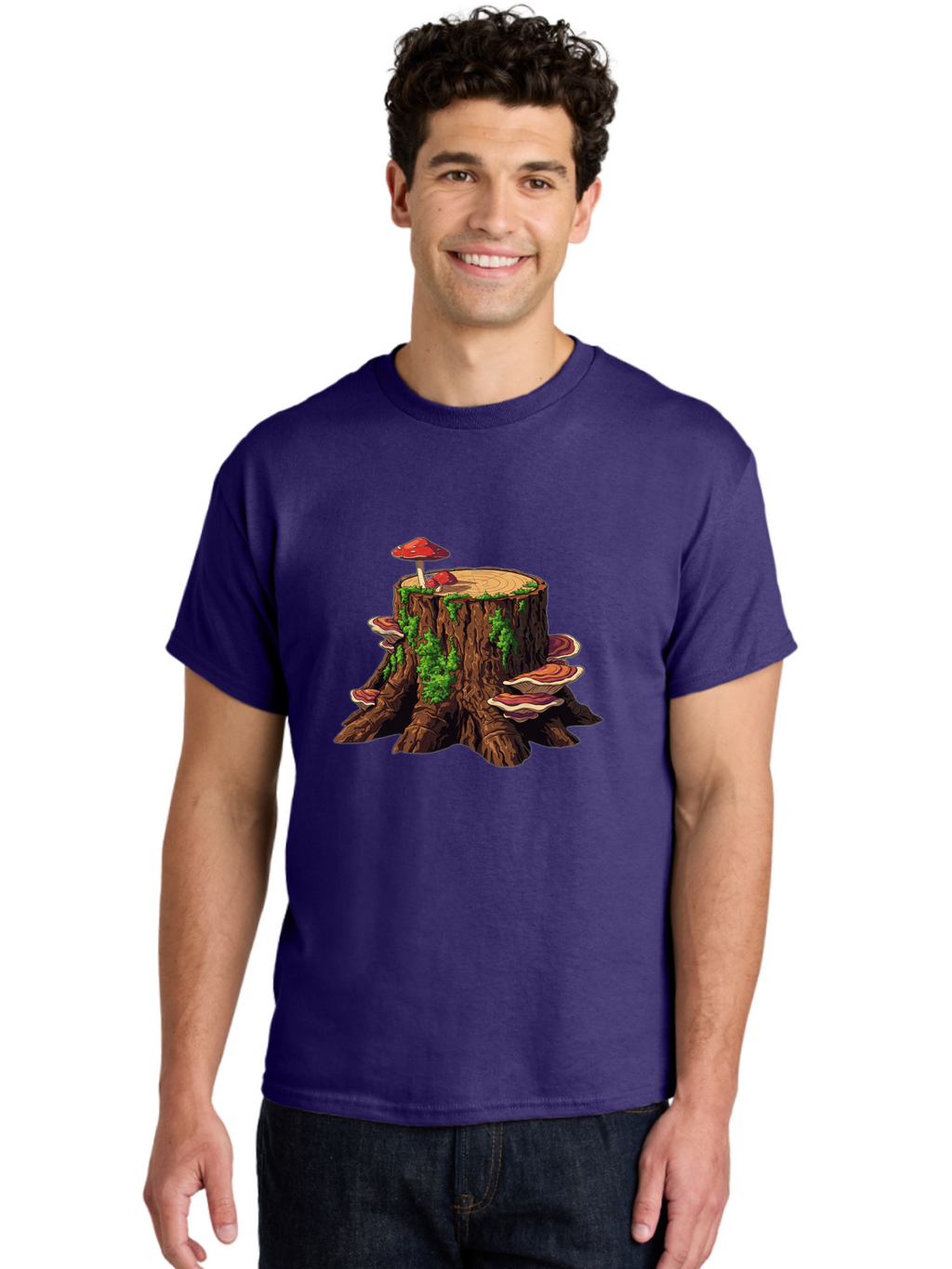 Tree-Stump-With-Mushrooms-4 Men'S Graphic Tee, 100% Cotton, Comfortable Casual Summer Wear, Machine Washable, Vintage Camera, Old Camera, Antique Camera, Black Camera, Classic Photography, Photography Equipment, Nostalgic Device, Film Camera, Bal507