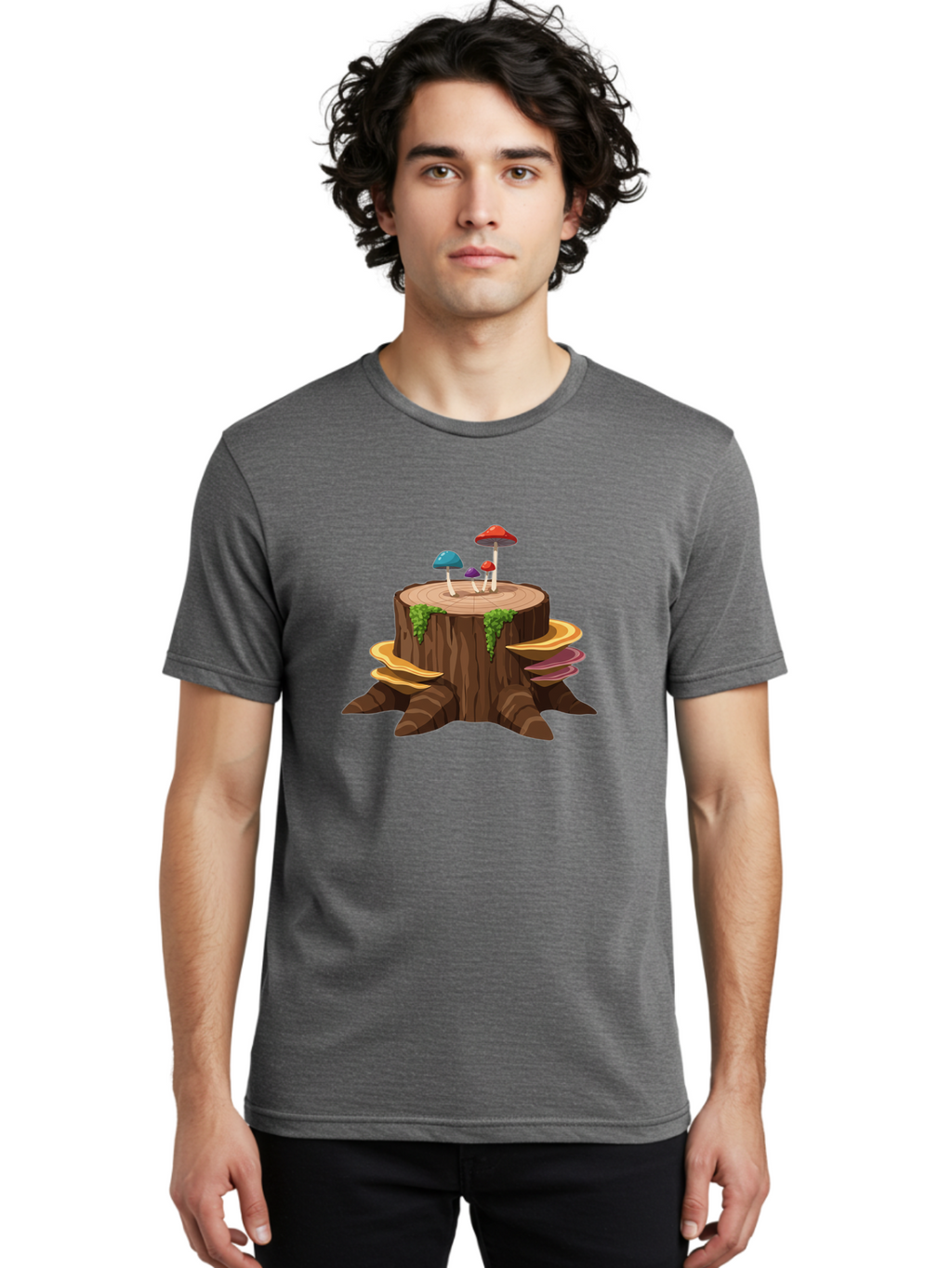 Tree-Stump-With-Mushrooms Men'S Graphic Tee, 100% Cotton, Comfortable Casual Summer Wear, Machine Washable, Vintage Camera, Old Camera, Antique Camera, Black Camera, Classic Photography, Photography Equipment, Nostalgic Device, Film Camera, Bal509