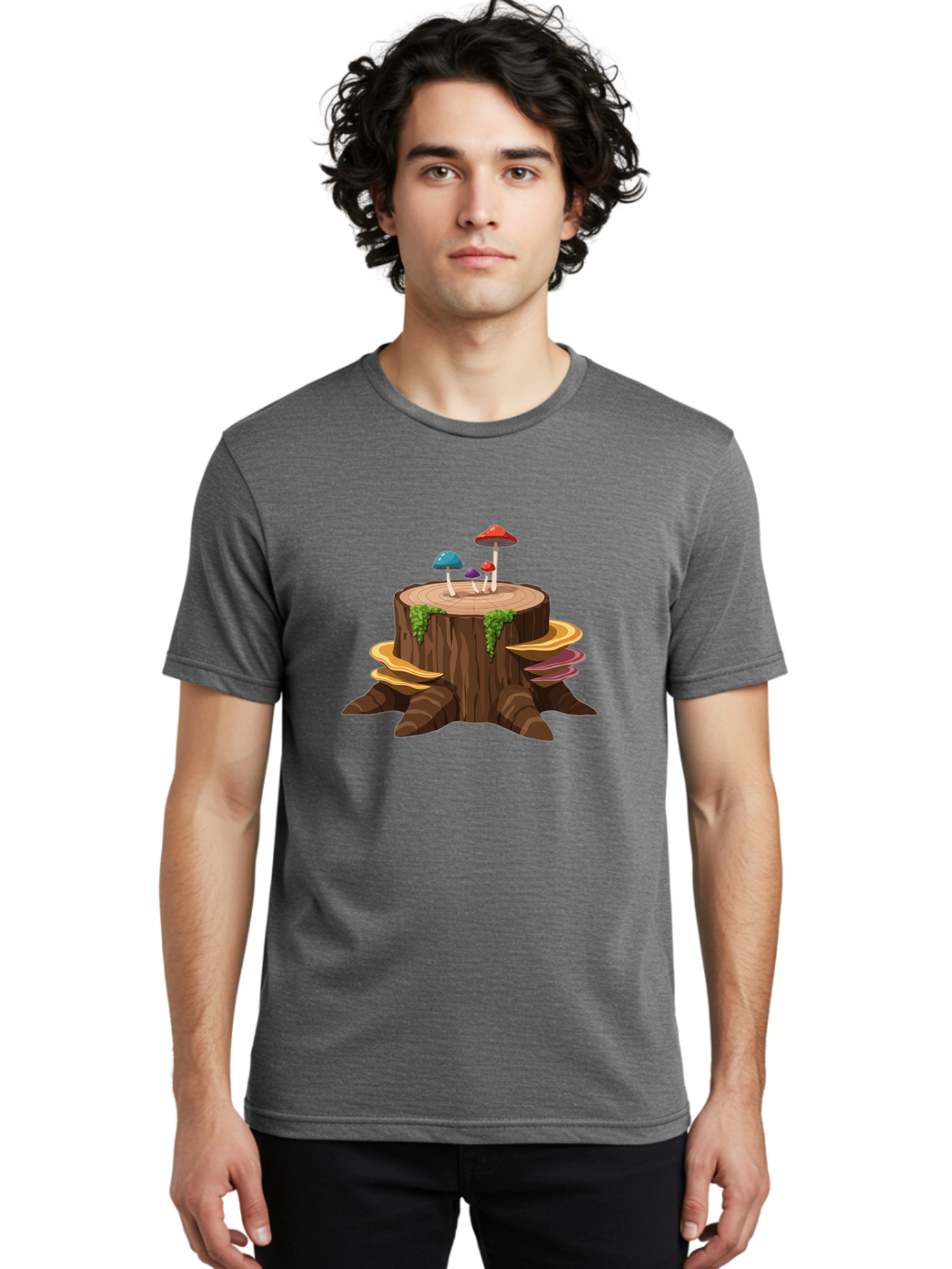 Tree-Stump-With-Mushrooms Men'S Graphic Tee, 100% Cotton, Comfortable Casual Summer Wear, Machine Washable, Vintage Camera, Old Camera, Antique Camera, Black Camera, Classic Photography, Photography Equipment, Nostalgic Device, Film Camera, Bal509