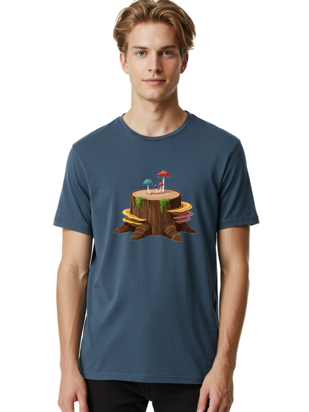Tree-Stump-With-Mushrooms Men'S Graphic Tee, 100% Cotton, Comfortable Casual Summer Wear, Machine Washable, Vintage Camera, Old Camera, Antique Camera, Black Camera, Classic Photography, Photography Equipment, Nostalgic Device, Film Camera, Bal509