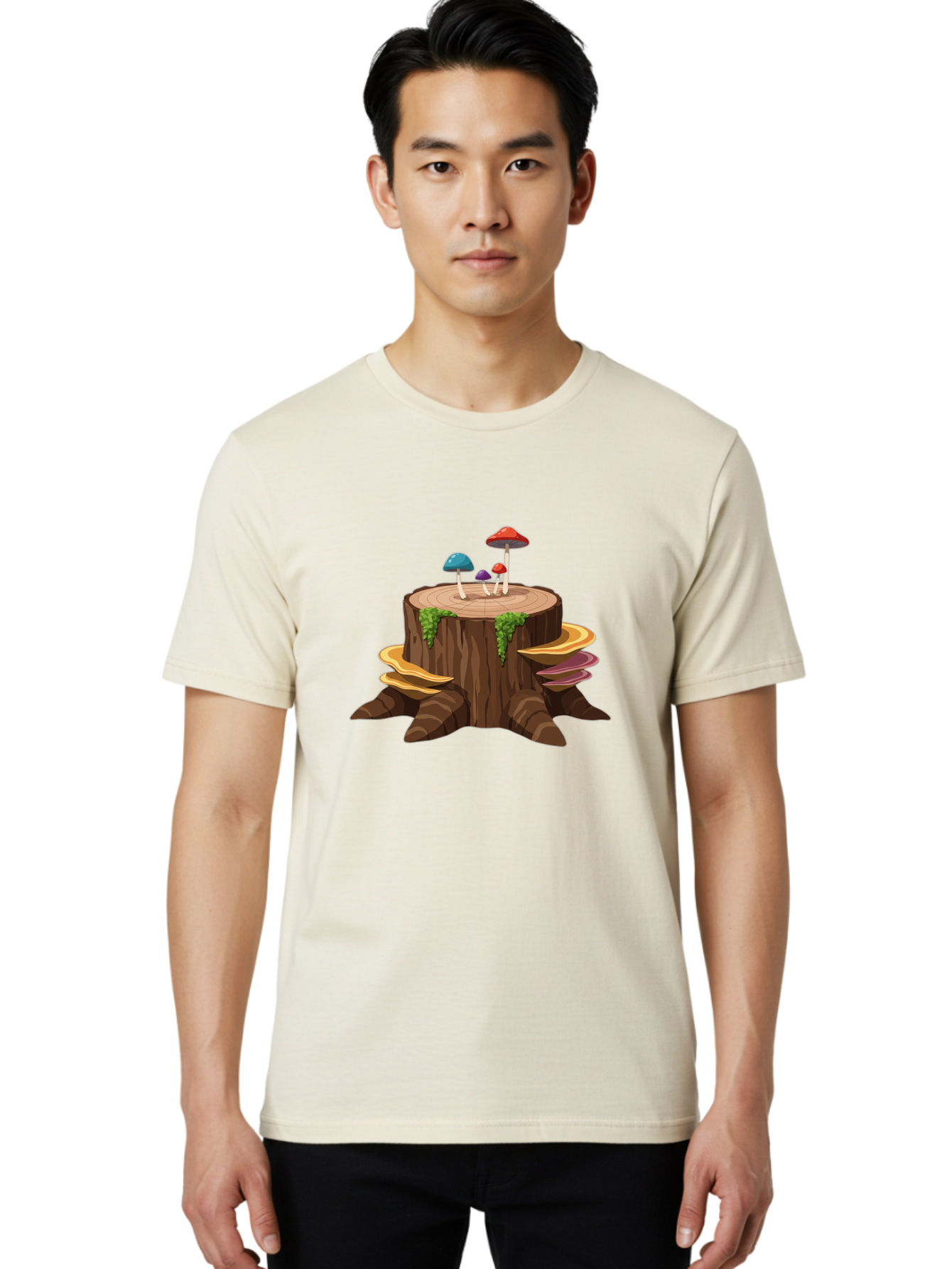 Tree-Stump-With-Mushrooms Men'S Graphic Tee, 100% Cotton, Comfortable Casual Summer Wear, Machine Washable, Vintage Camera, Old Camera, Antique Camera, Black Camera, Classic Photography, Photography Equipment, Nostalgic Device, Film Camera, Bal509