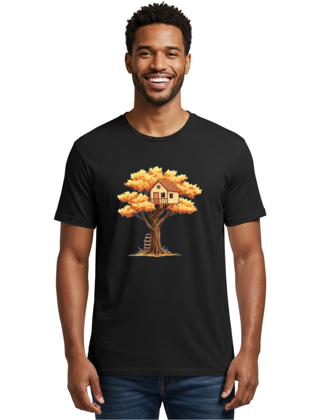 Treehouse-1 Men'S Graphic Tee, 100% Cotton, Comfortable Casual Summer Wear, Machine Washable, Vintage Camera, Old Camera, Antique Camera, Black Camera, Classic Photography, Photography Equipment, Nostalgic Device, Film Camera, Camera Art Bal511