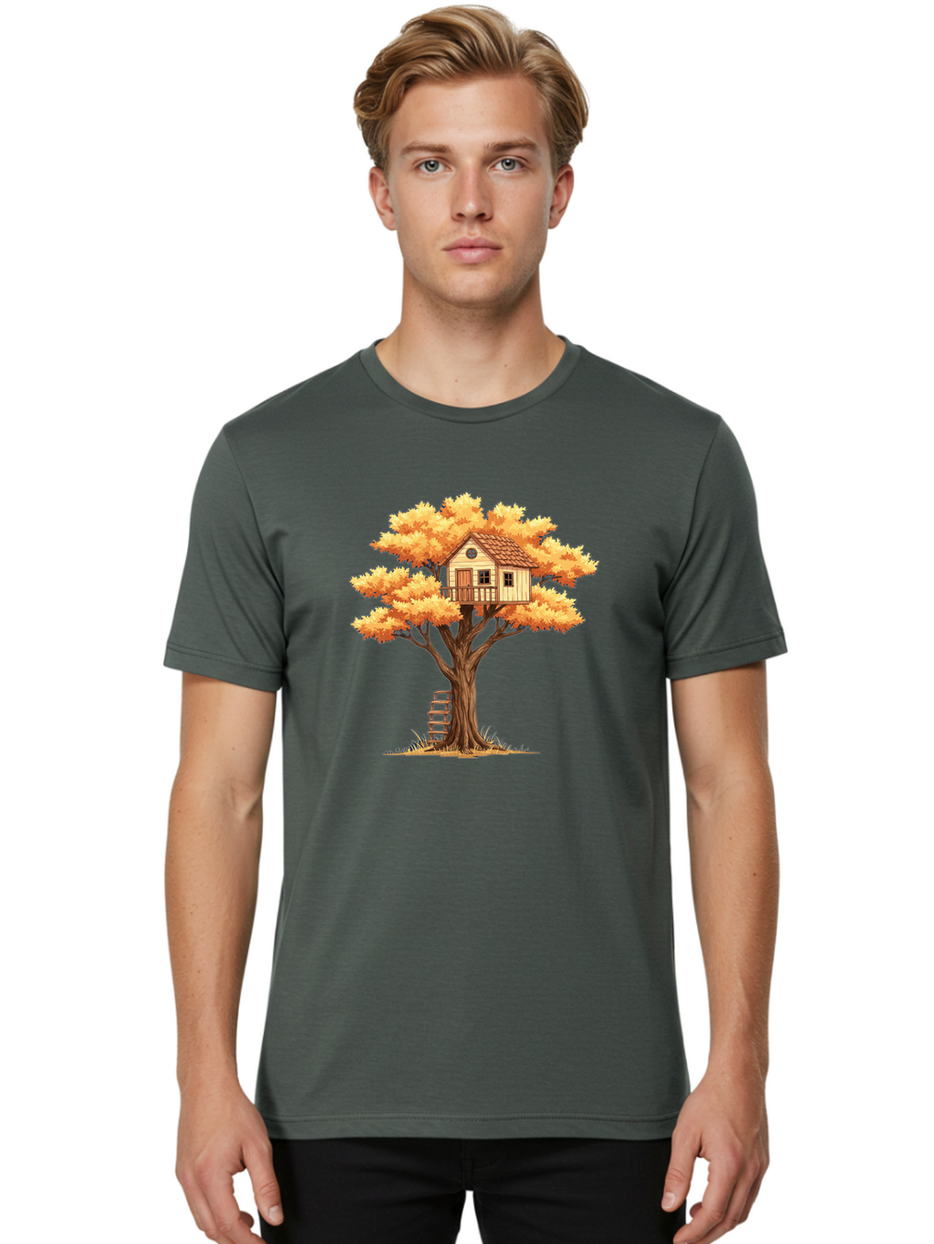 Treehouse-1 Men'S Graphic Tee, 100% Cotton, Comfortable Casual Summer Wear, Machine Washable, Vintage Camera, Old Camera, Antique Camera, Black Camera, Classic Photography, Photography Equipment, Nostalgic Device, Film Camera, Camera Art Bal511