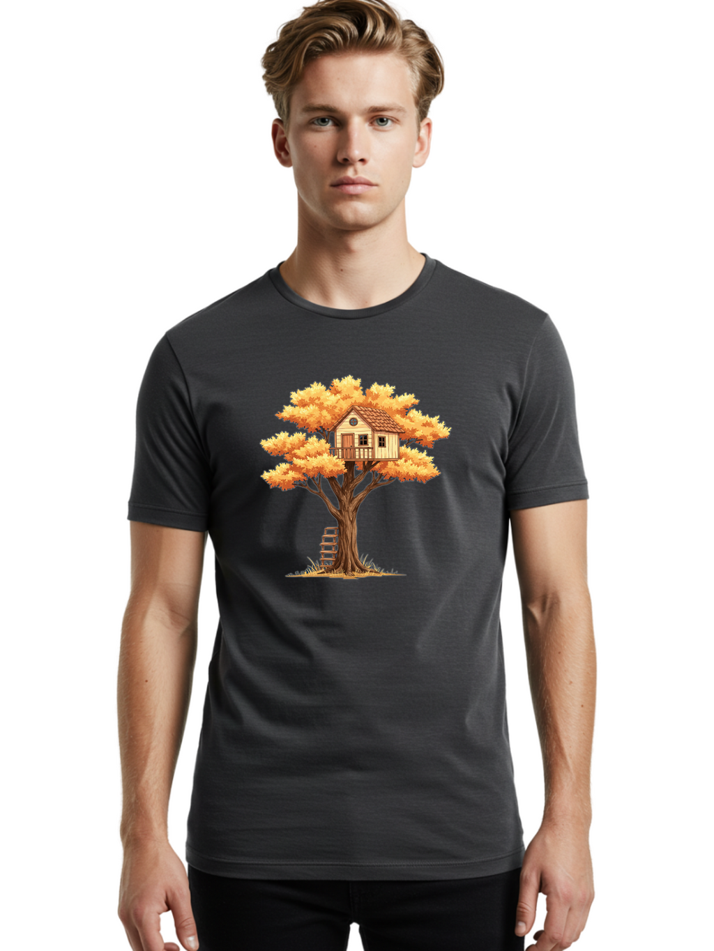 Treehouse-1 Men'S Graphic Tee, 100% Cotton, Comfortable Casual Summer Wear, Machine Washable, Vintage Camera, Old Camera, Antique Camera, Black Camera, Classic Photography, Photography Equipment, Nostalgic Device, Film Camera, Camera Art Bal511