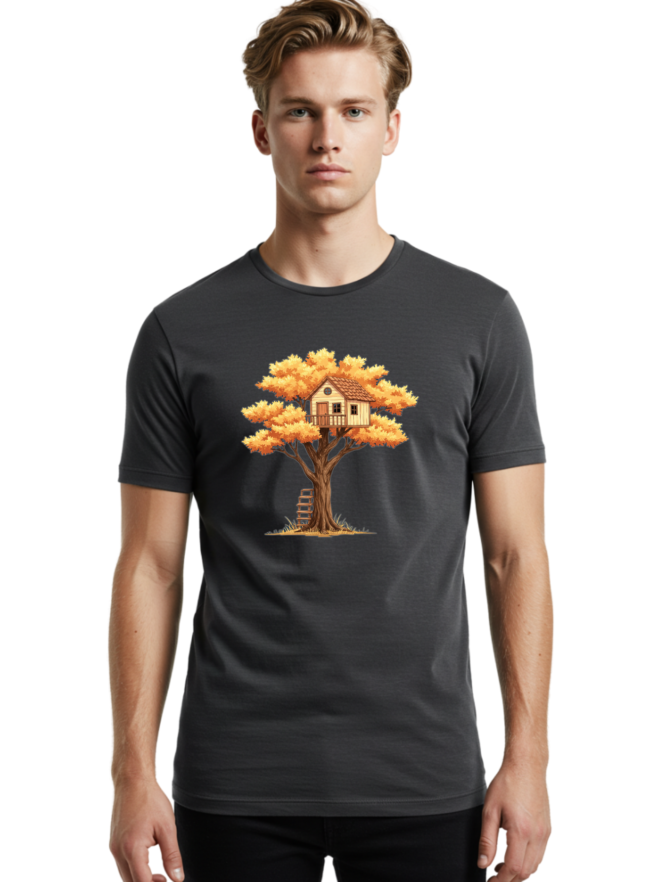 Treehouse-1 Men'S Graphic Tee, 100% Cotton, Comfortable Casual Summer Wear, Machine Washable, Vintage Camera, Old Camera, Antique Camera, Black Camera, Classic Photography, Photography Equipment, Nostalgic Device, Film Camera, Camera Art Bal511