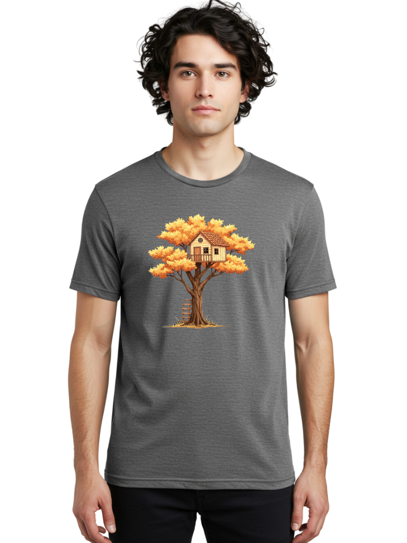 Treehouse-1 Men'S Graphic Tee, 100% Cotton, Comfortable Casual Summer Wear, Machine Washable, Vintage Camera, Old Camera, Antique Camera, Black Camera, Classic Photography, Photography Equipment, Nostalgic Device, Film Camera, Camera Art Bal511