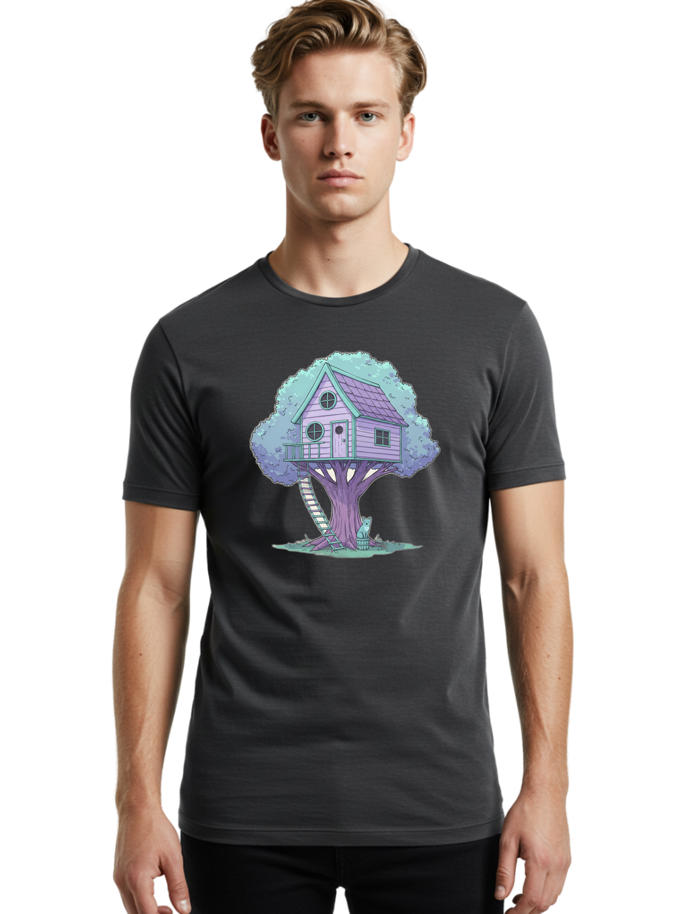 Treehouse-2 Men'S Graphic Tee, 100% Cotton, Comfortable Casual Summer Wear, Machine Washable, Vintage Camera, Old Camera, Antique Camera, Black Camera, Classic Photography, Photography Equipment, Nostalgic Device, Film Camera, Camera Art Bal512